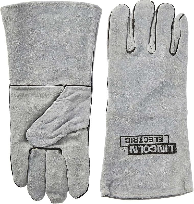 Leather Welding Gloves KH641, Premium Heat Protection, Commercial Quality, Cotton Lined, Gauntlet Cuff, Grey