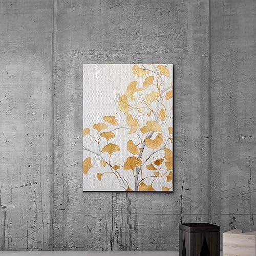 Miniatura 6 de Original Ginkgo biloba Print On Canvas, Modern Textured Gold Wall Art, Abstract Gold Leaves Print, Living room Wall Decor, Art Decor, Print