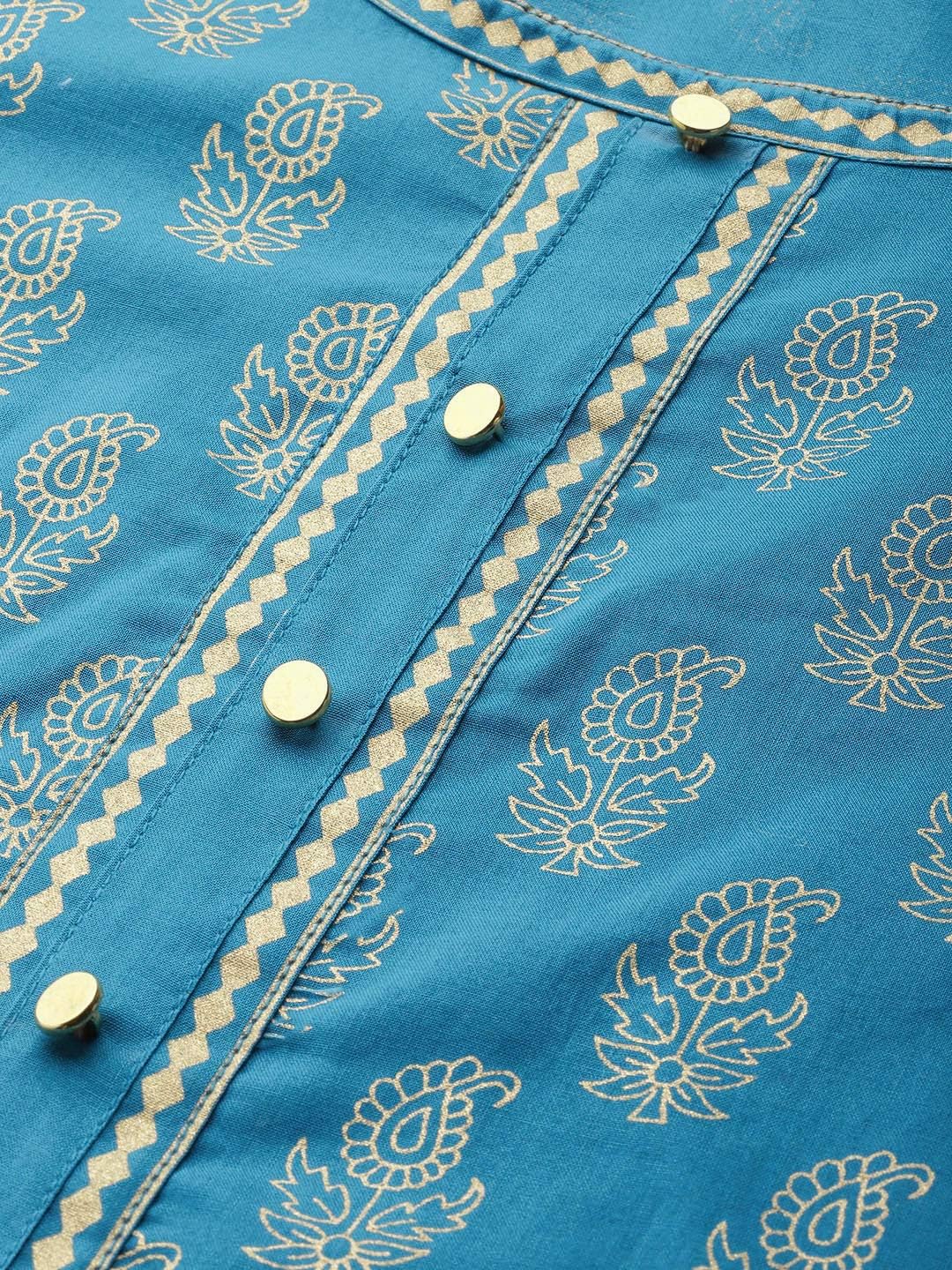 Yash Gallery Women's Plus Size Cotton Calf Length Flared 3/4 Sleeve Anarkali Kurta Dress For Summer