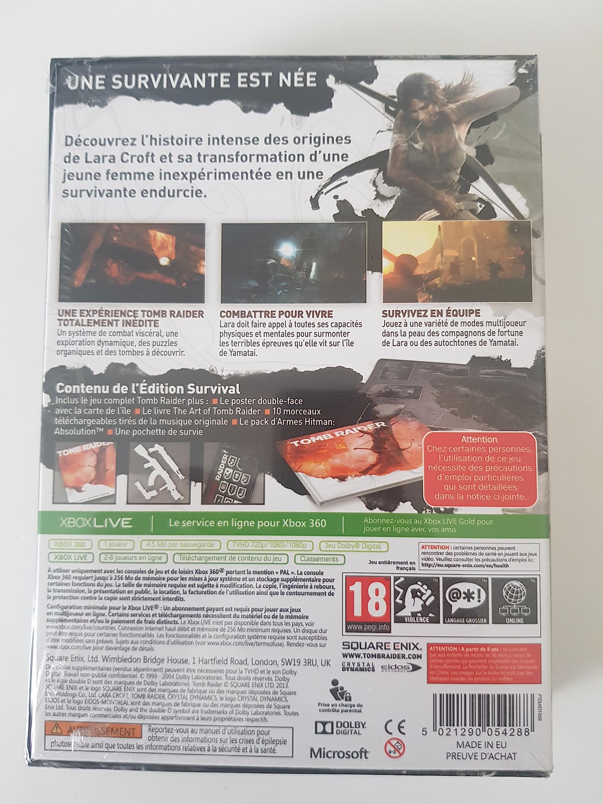 Jeu Tomb Raider - Édition Combat Strike - Xbox 360 - Version PAL FR Avec Notice - Bon état