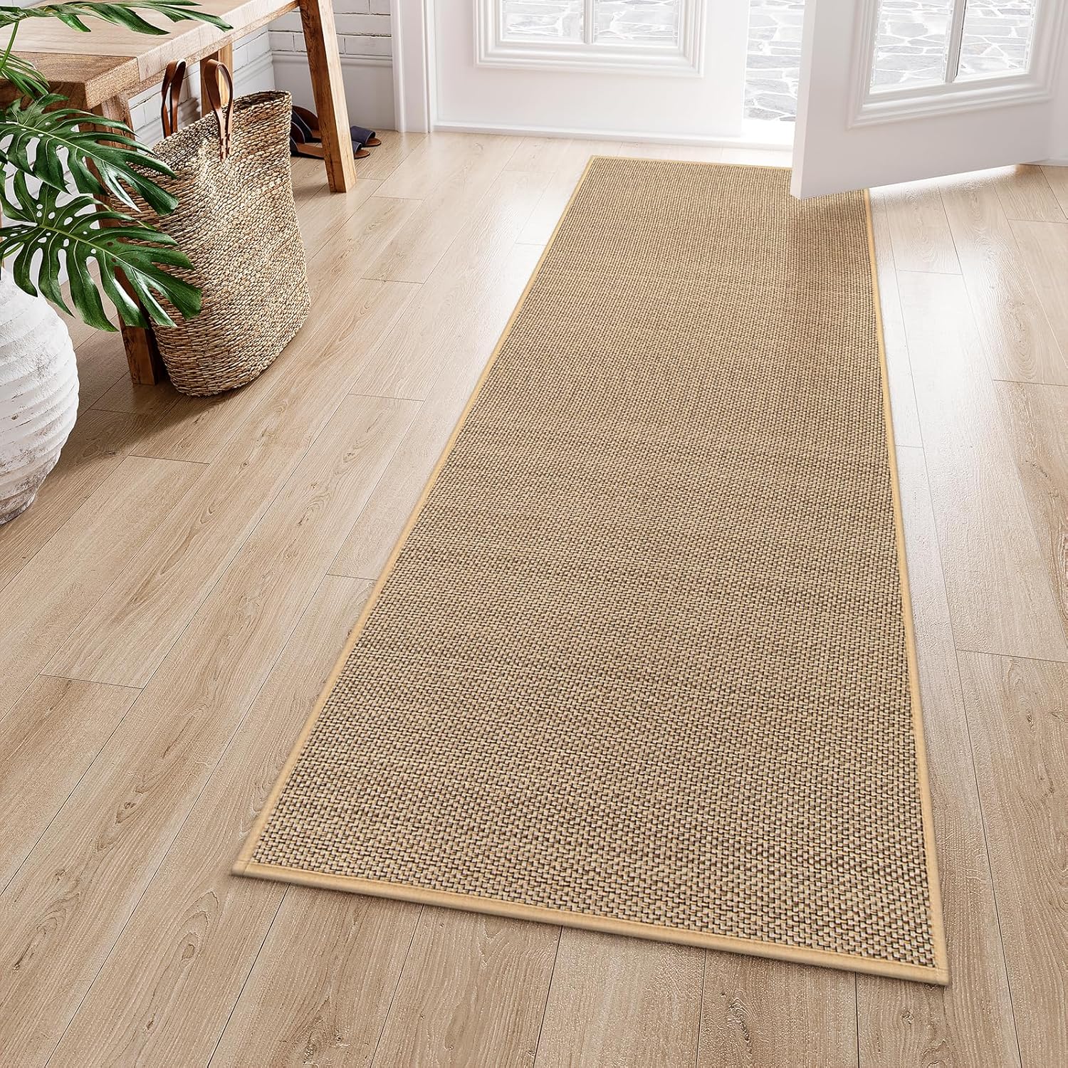 Lahome Farmhouse Carpet Runners for Hallway 6ft, 2x6 Washable Runner Rug Non Slip for Entryway Indoor, Neutral Non Shedding Kitchen Mats for Floor Entry Bathroom, Beige 2' x 6' Beige/Khaki