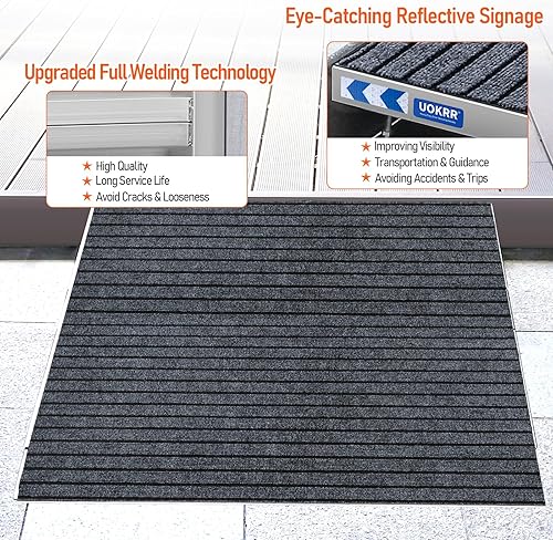 Miniatura 10 de Rampa de umbral de aluminio para sillas de ruedas, rampas de puerta de elevación de 2 a 4.5 pulgadas para puertas, rampa portátil de 24 pulgadas de