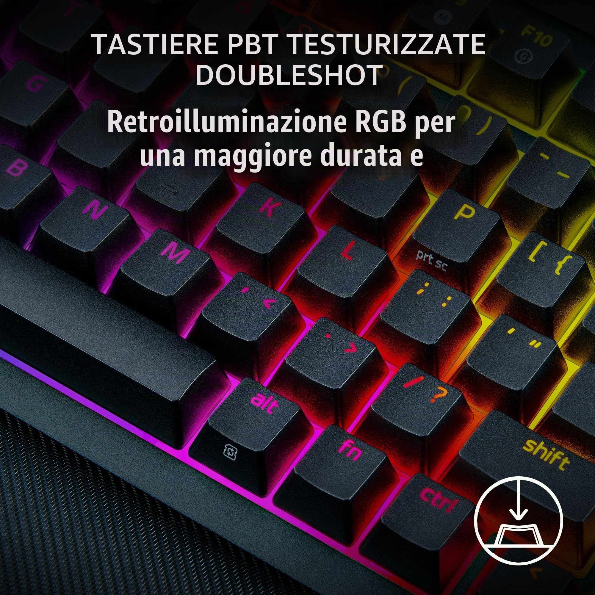 Razer BlackWidow V4 Pro 75% Tastiera da gioco wireless: display OLED - True 4K Hz Wireless - Bluetooth - Hot-swap - Interruttori tattili arancioni - Quadrante di comando Snap Tap - Chroma RGB