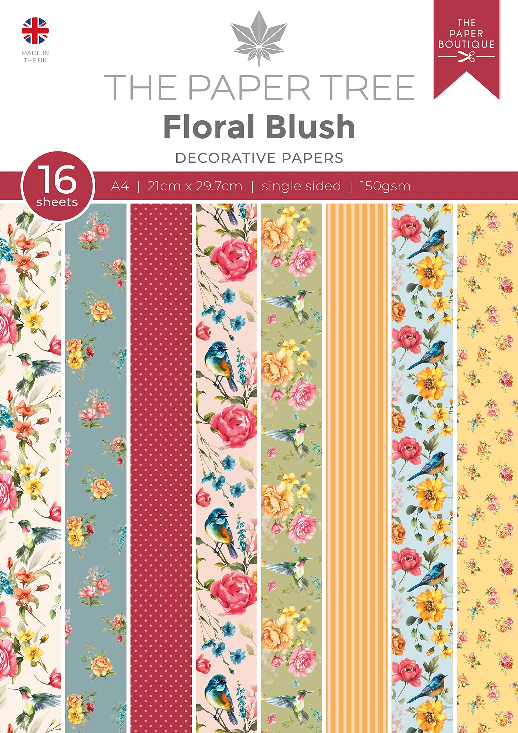 Paper BoutiqueTree-Floral Blush-Backing Papers, Multicoloured, A4