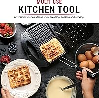 Vista 9 de Tenedor de gofres para gofres belgas, herramienta de cocina de acero inoxidable multiusos con mango de silicona, puntas biseladas, accesorio