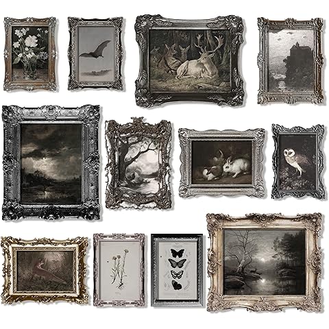 97 Decor Dark Academia Wall Art - Vintage Animal Dark Academia Prints, Gothic Pictures Wall Decor, Moody Fox Art Cottagecore Posters Dark Forest Decor For Bedroom Home Office Decorations (Unframed)