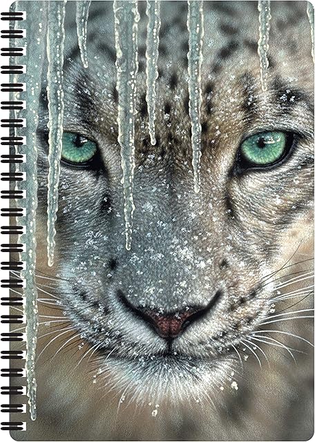 3D LiveLife A5 Notebook - Blue Ice from Deluxebase. 80 Page Lenticular 3D Snow Leopard Notebook. Superb School or Office Stationery with Artwork Licensed from Renowned Artist Collin Bogle