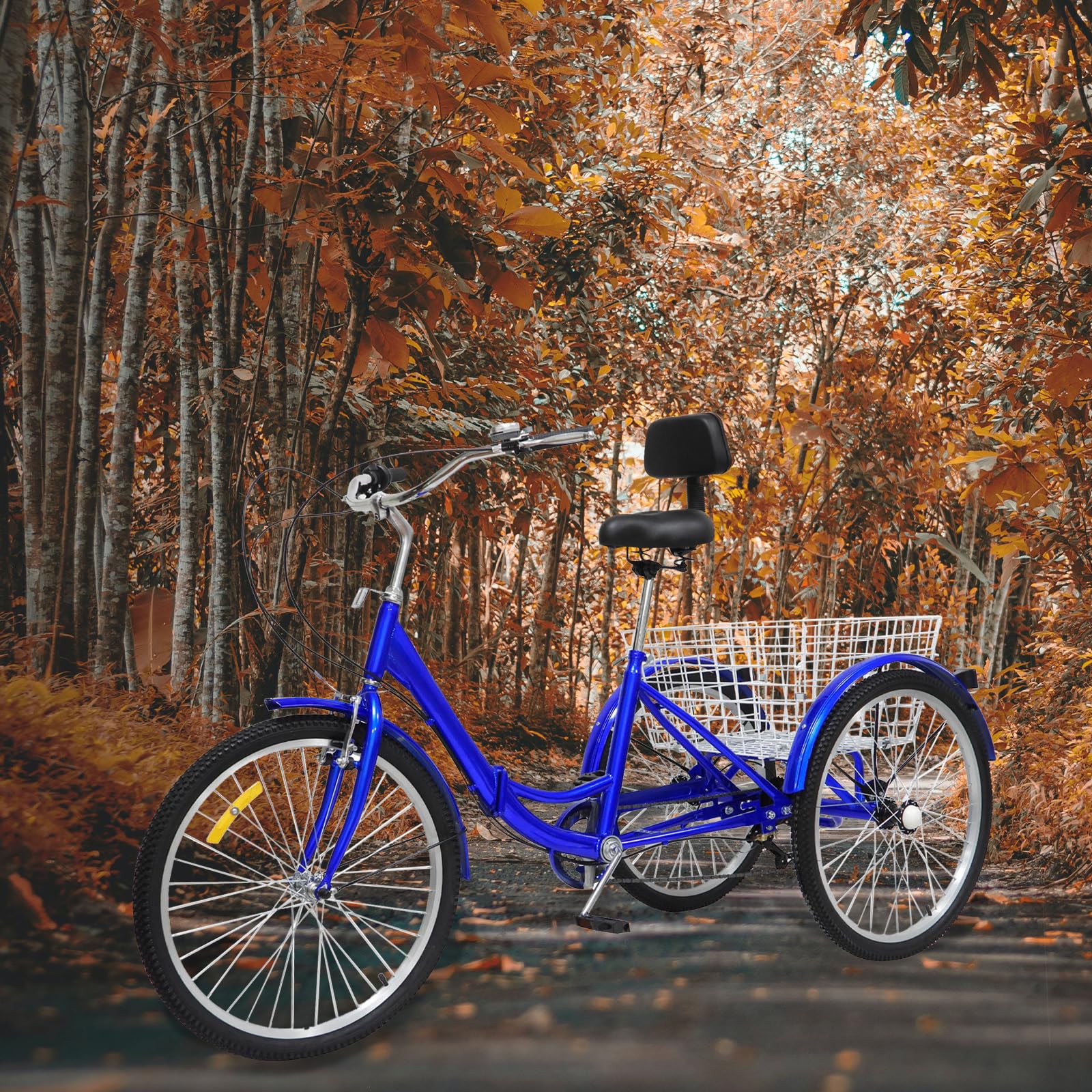 Triciclo de bicicleta de 24 pulgadas para adultos, 3 ruedas de 7 velocidades, triciclo con cesta de compras, 3 ruedas, bicicleta de crucero, triciclo para adultos