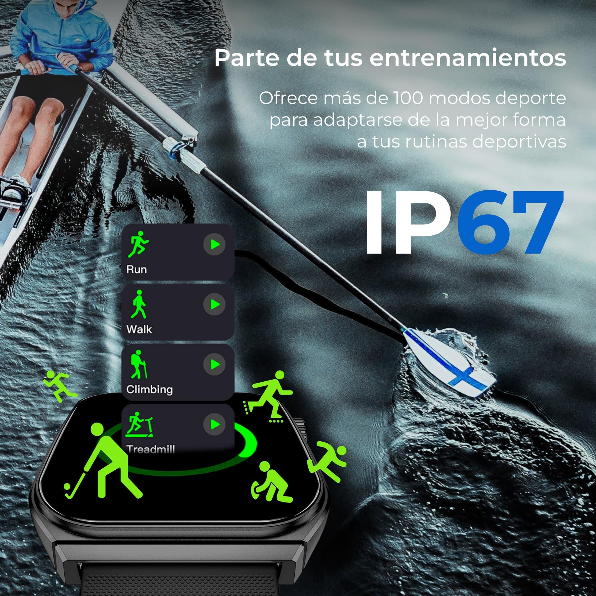 KSIX Olympo Reloj Inteligente Hombre, Smartwatch Elegante con Llamadas y Notificaciones, Fantástica Pantalla AMOLED, Monitor de Salud y Deporte, Asistentes de Voz, Autonomía 5 días, App iOS y Android