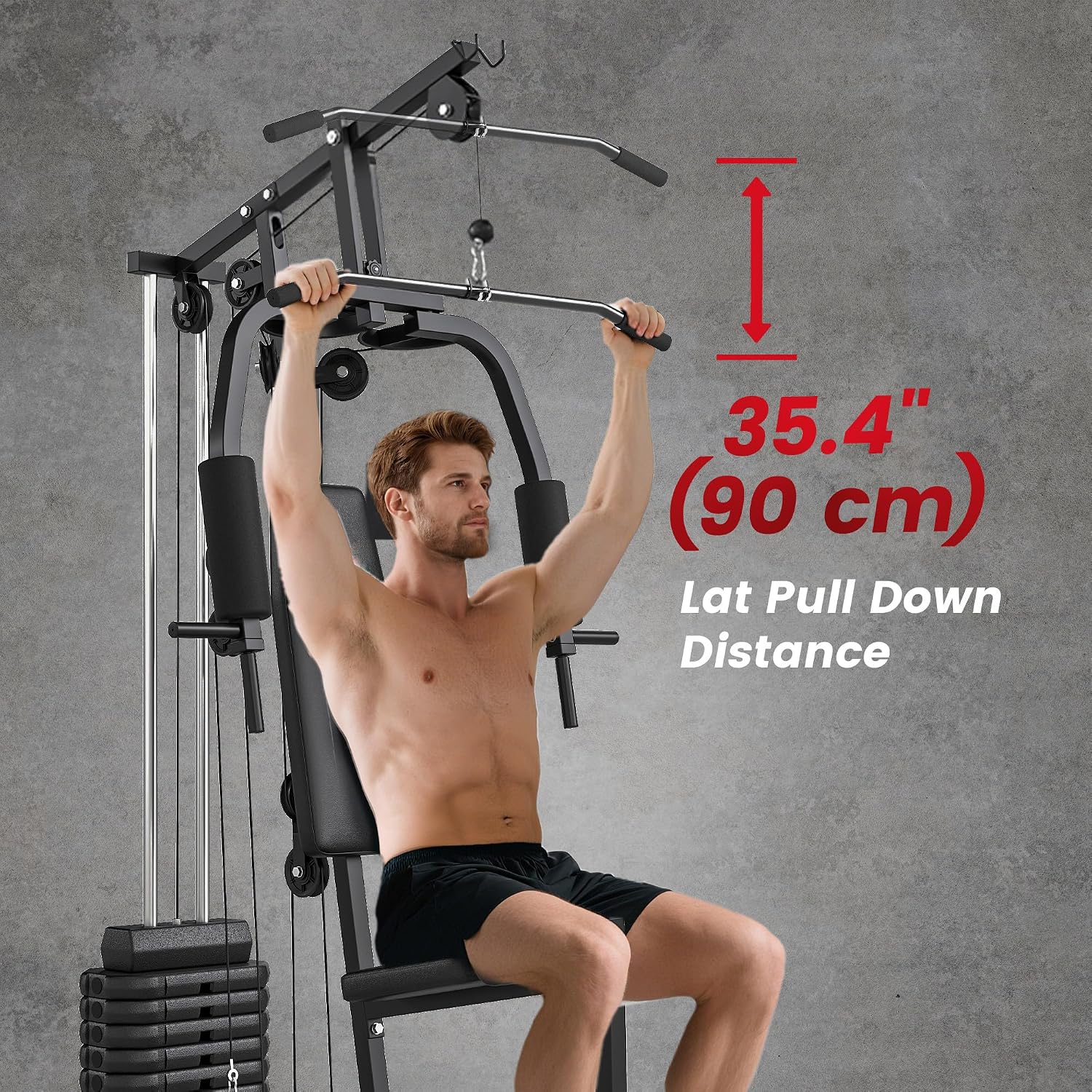 Image illustrating the Lat Pull Down Distance of 35.4 inches (90 cm)