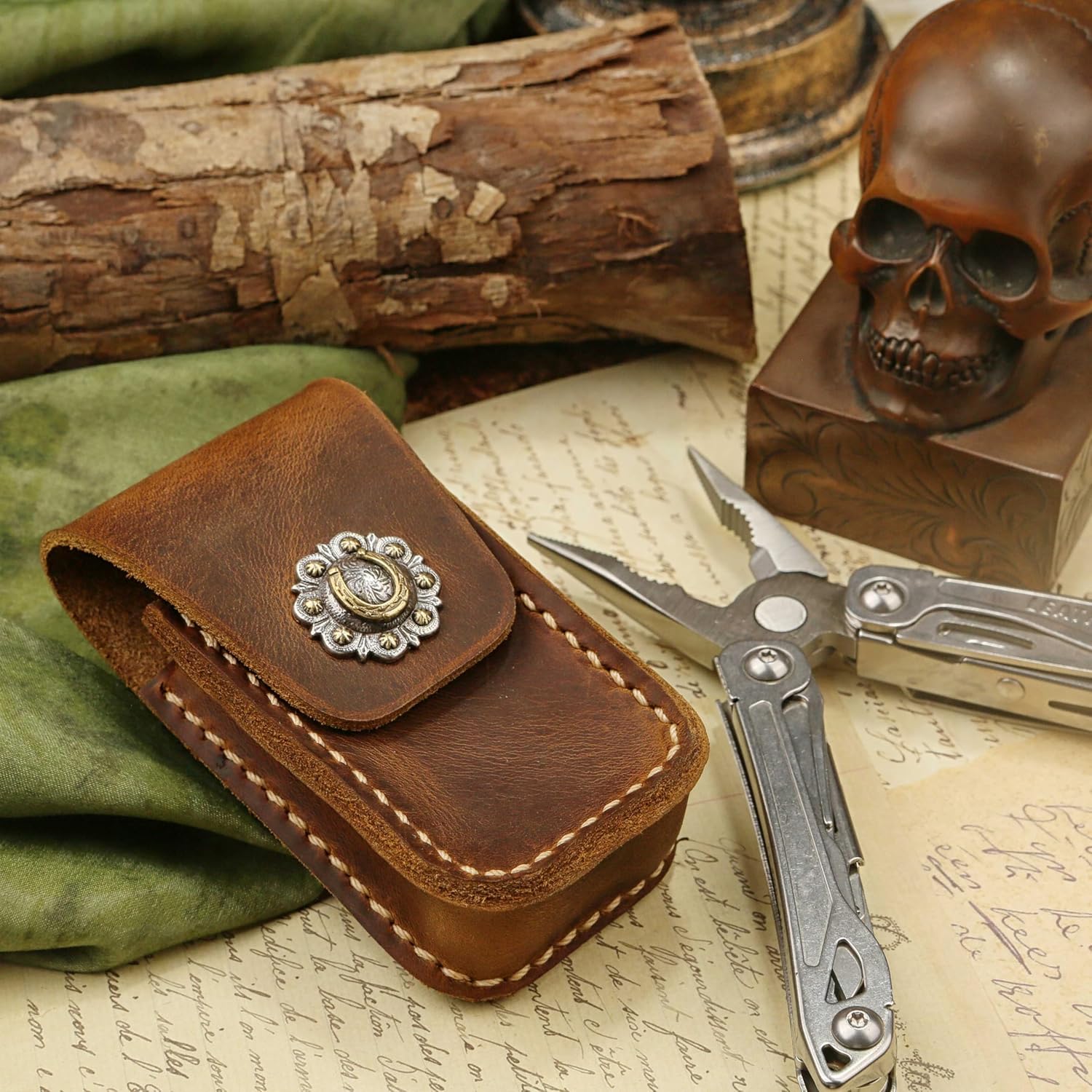 Custom genuine leather multitool sheath belt pouch for leatherman wave Singal Surge (Small Size)