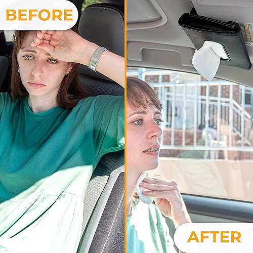 Vista 11 de EcoNour Bling Car Crystal Glitter - Soporte para toallas de papel Funda de piel sintética Dispensador de máscaras y pañuelos Accesorios