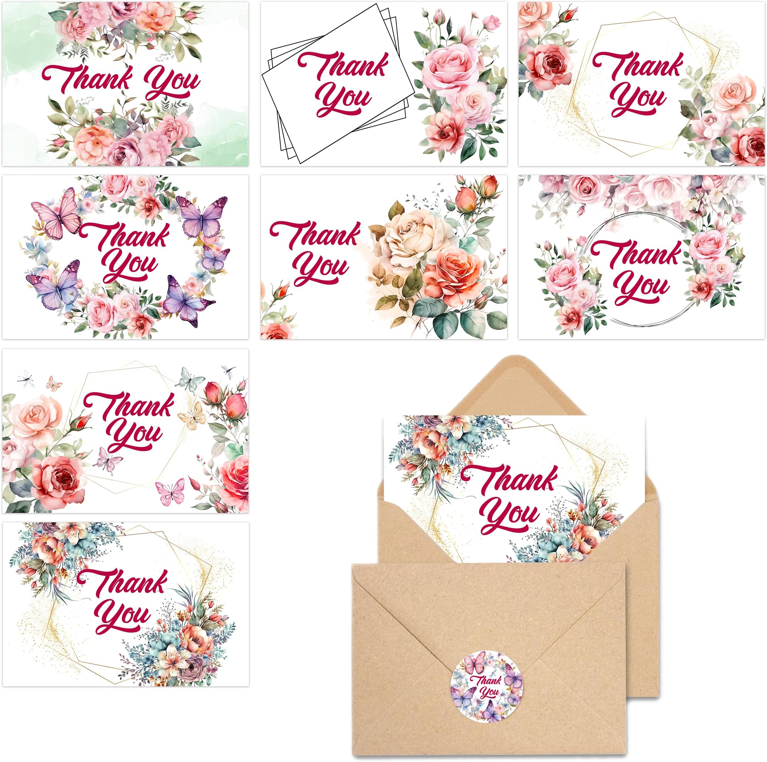 Thank You Cards | Bridal Shower | Wedding | Thank You Cards For Baby Shower | Set Of Cards | Floral Cards | Lavender Cards - View #7