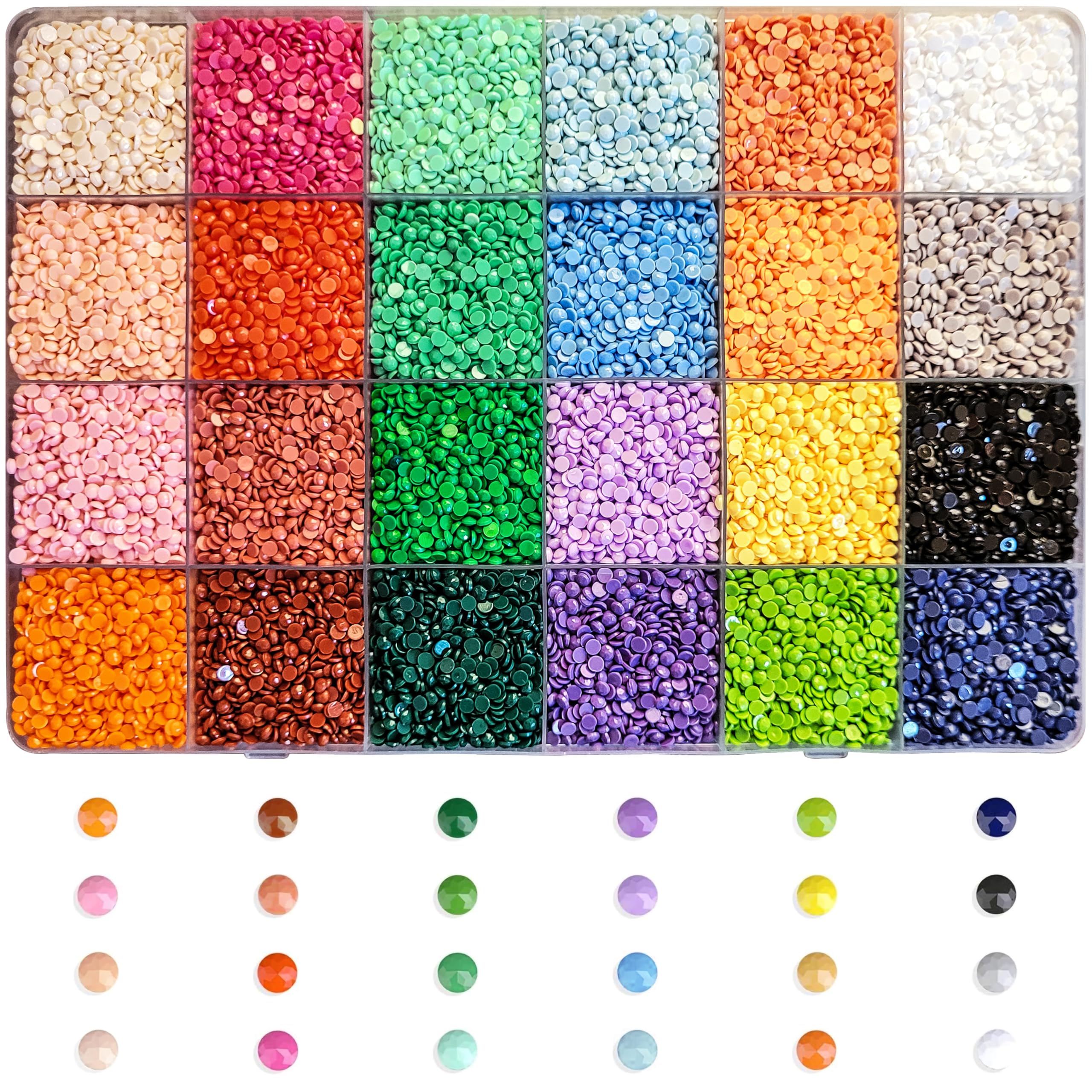 3mm Round Stone Accessories for Diamond Painting Kit for Adults & Kids, 5D Diamond , Bead Painting Kit, Gem , Nail Art & DIY Crafts | Rhinestones set with Storage Organiser Box (24 Multicolour)