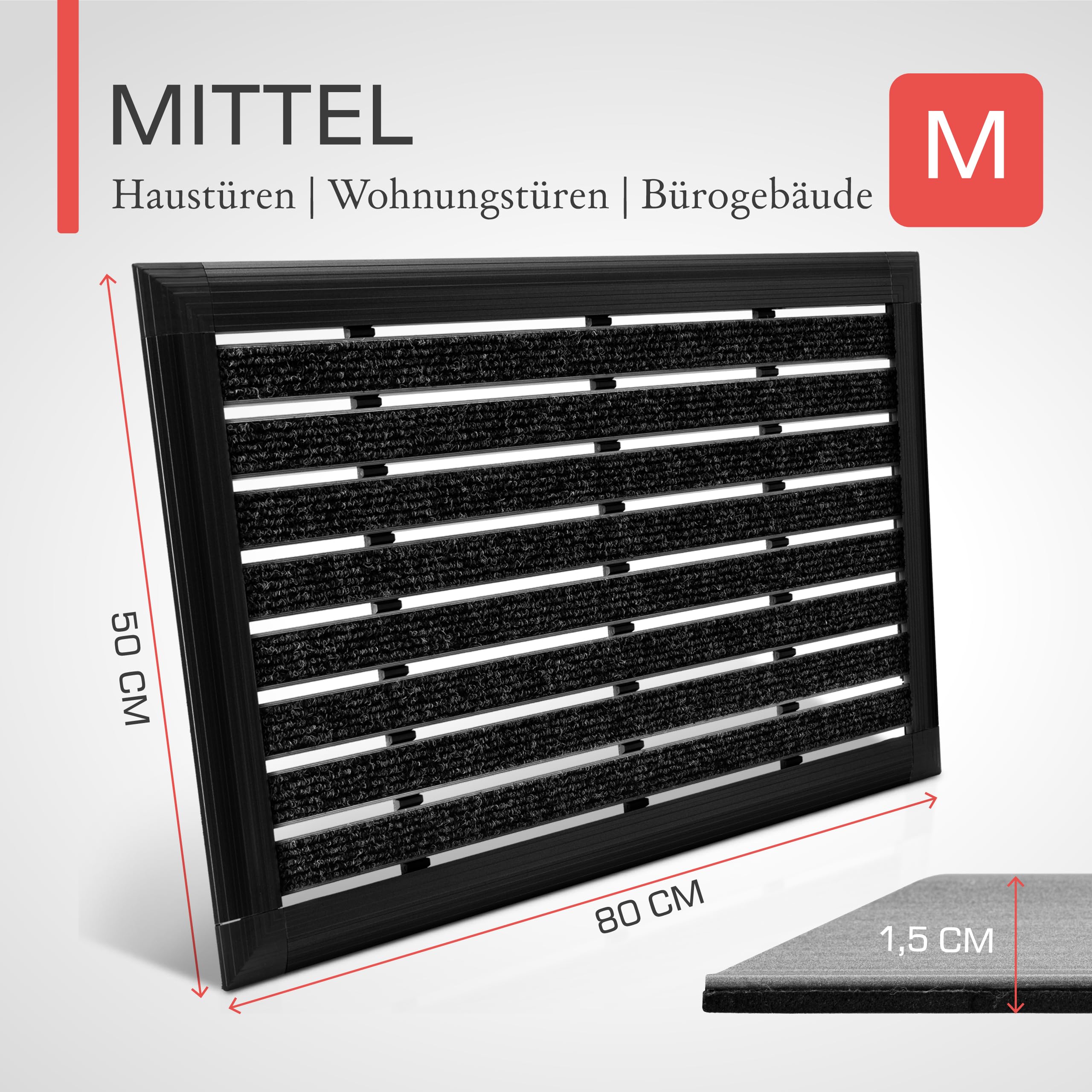bomoe Fussabtreter Aussenbereich Alu Fußmatte 50x80 cm AluGant Haustür Fußabtreter Außen Schuhabstreifer– Eingangsmatte Alu-Fußmatten Fußabstreifer Aussen Fußmatte Schuhabtreter Außen Anthrazit