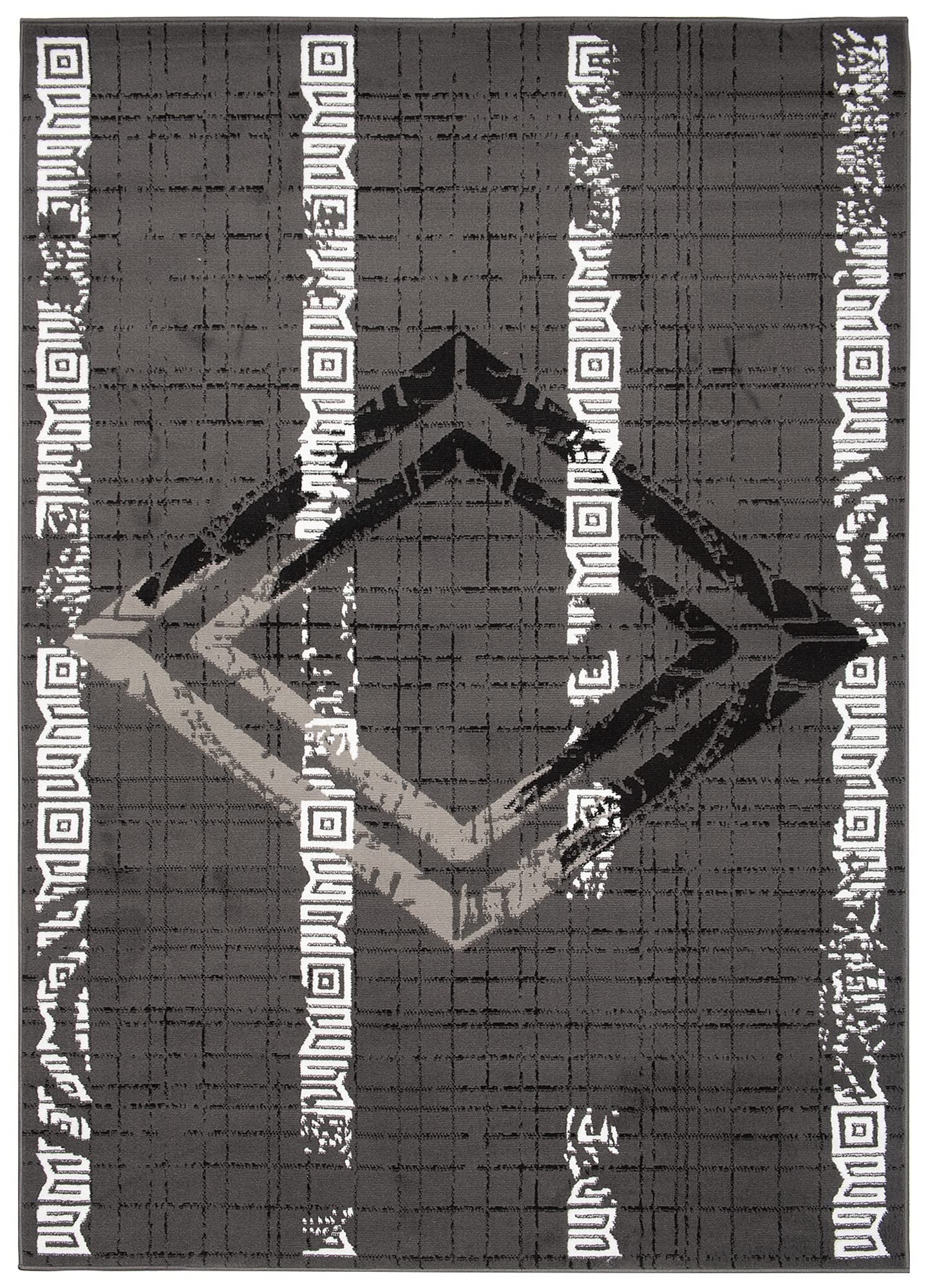TAPISO Atena Tapis de Salon Chambre Ado Design Moderne Gris Foncé Blanc Motif Grec Doux Fin Poil Court 140 x 200 cm