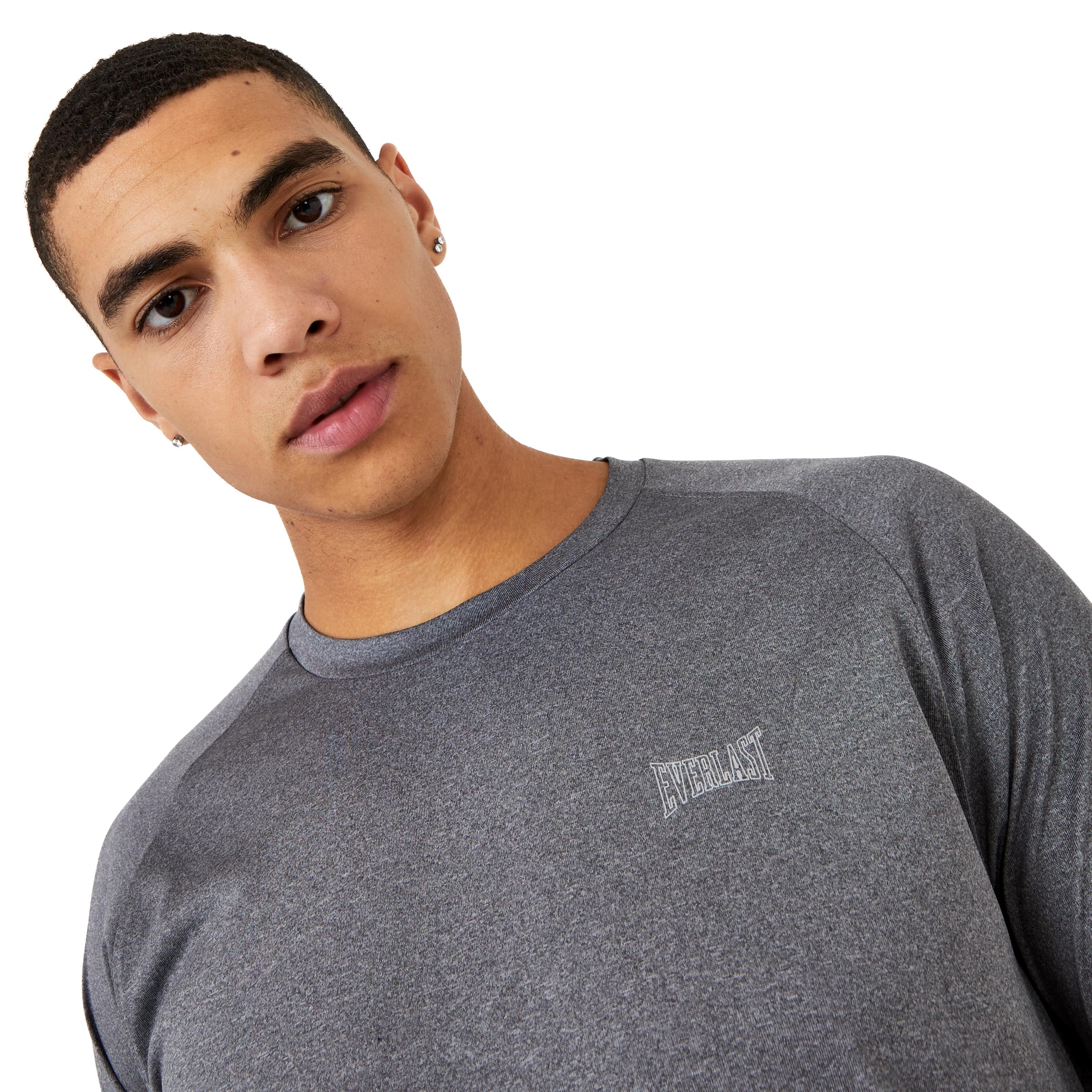 Everlast Camiseta ligera de poliéster con cuello redondo para hombre, color azul marino