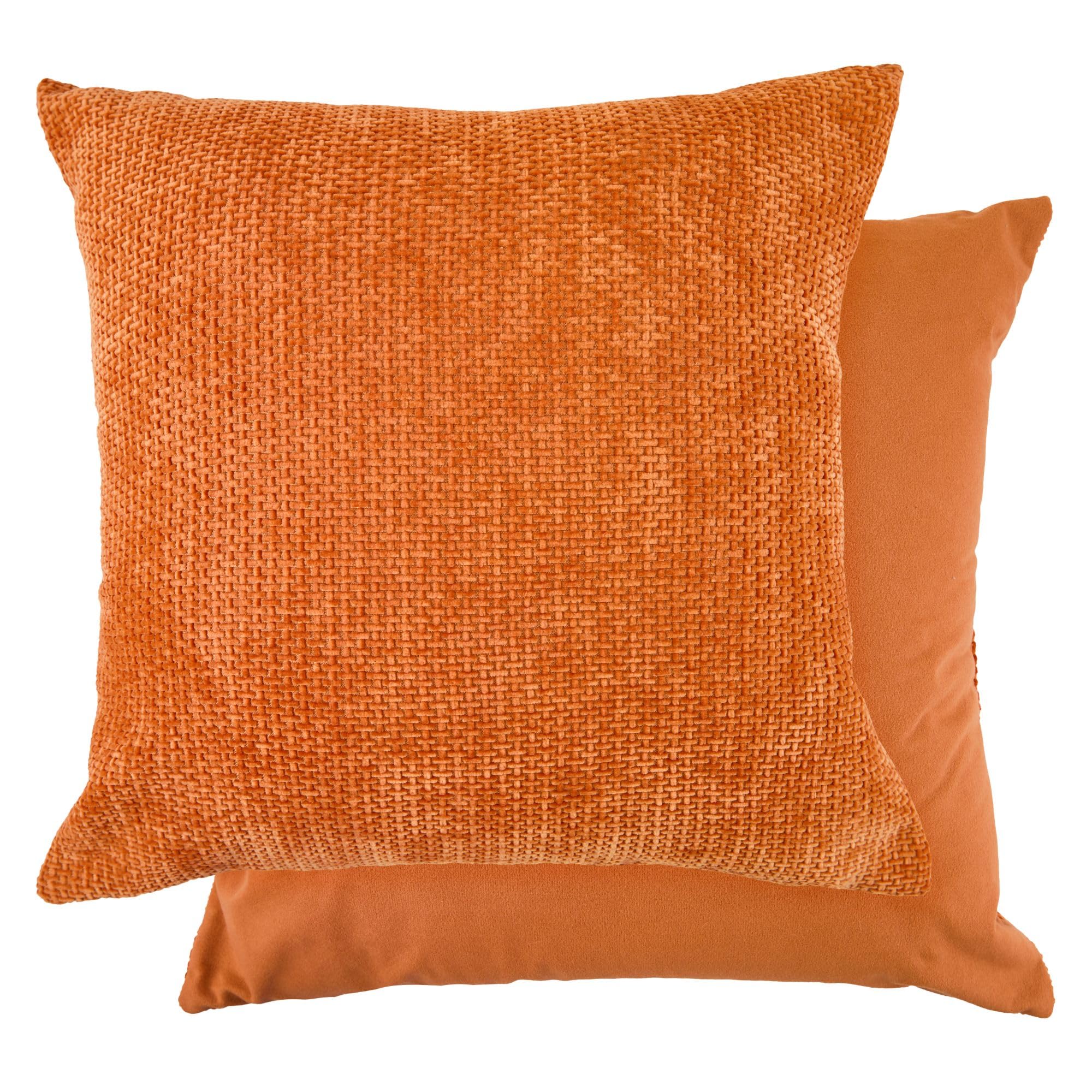 Emma Barclay Federa Per Cuscino In Velluto Riccio 43x43 Cm - Salvia Arancione Bruciato E Crema Con Foglie