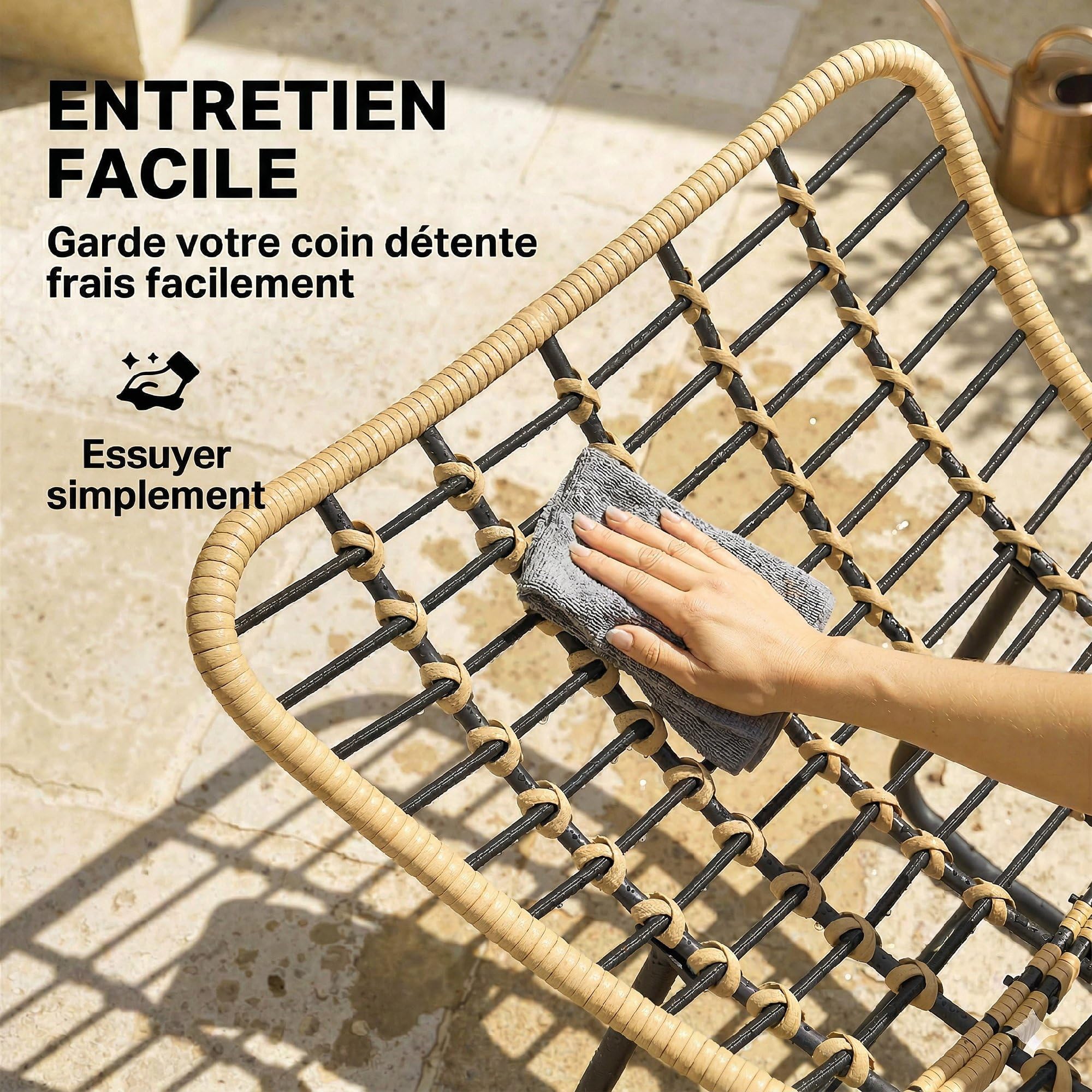 Outsunny Fauteuil à Bascule de Jardin pour Intérieur et Extérieur, Rocking Chair en Résine Tressée avec Coussin Moelleux, Fauteuil Œuf pour Terrasse, Balcon, Chambre, 110 x 87 x 70 cm, Gris