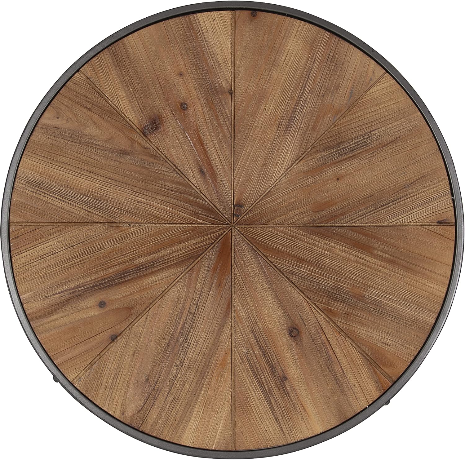 Kate and Laurel Farmhouse Gerhardt Round Wood and Metal Coffee Table, 24 x 24 x 15.5, Rustic Brown and Charcoal Dark Gray, Modern Living Room Table for Storage and Display