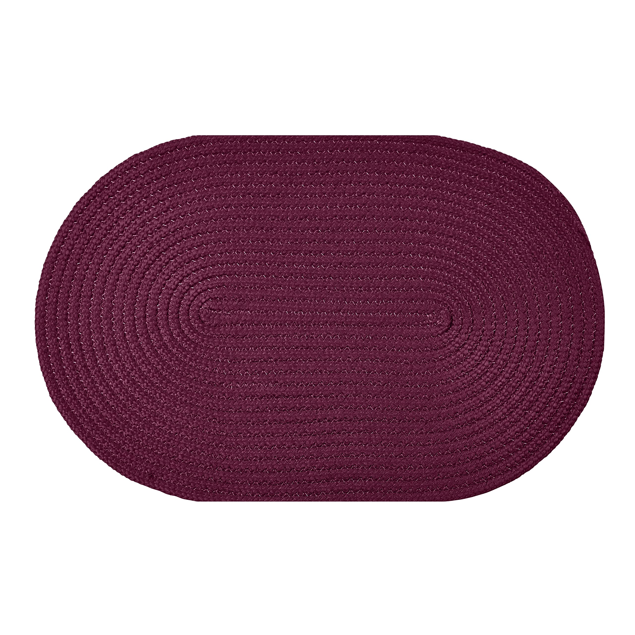 Better Trends County Braid Solid Collection is Durable and Stain Resistant Reversible Indoor Area Utility Rug 100% Polypropylene in Vibrant Colors, 3x2 Oval, Burgundy