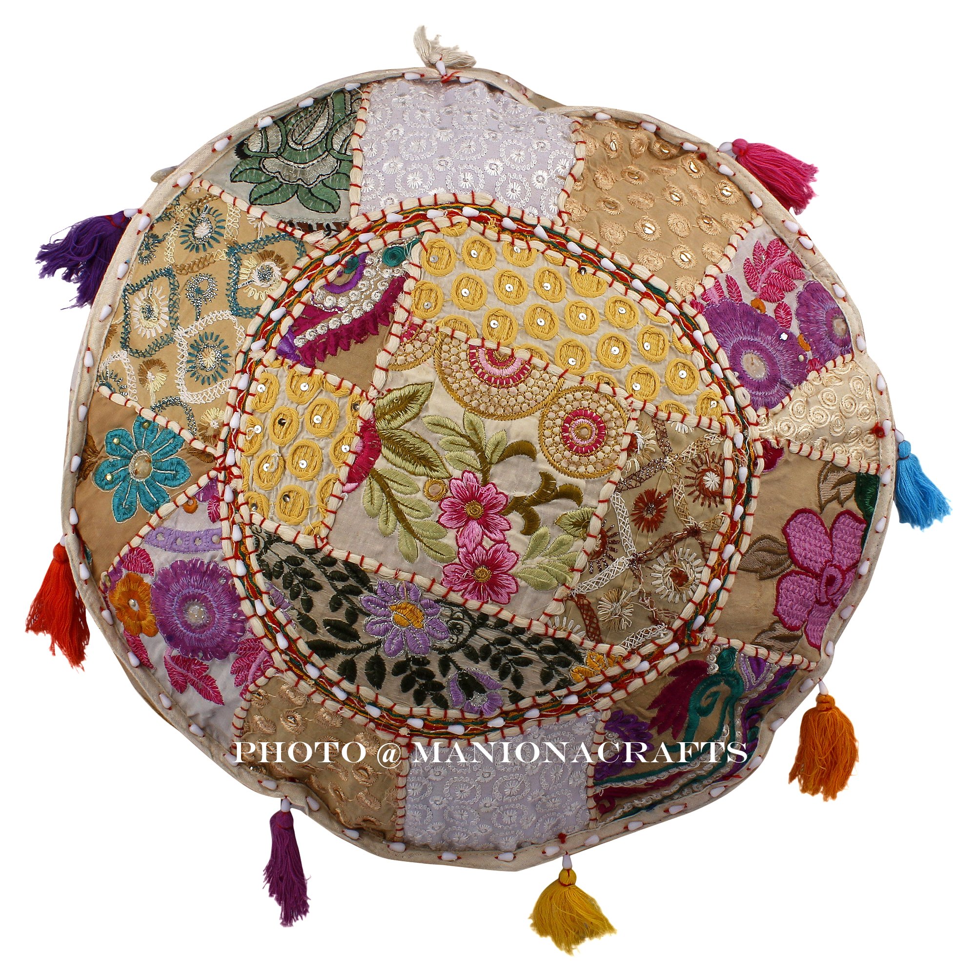 Moti Wendy Pouf Upholstered in Multi-Color Fabric