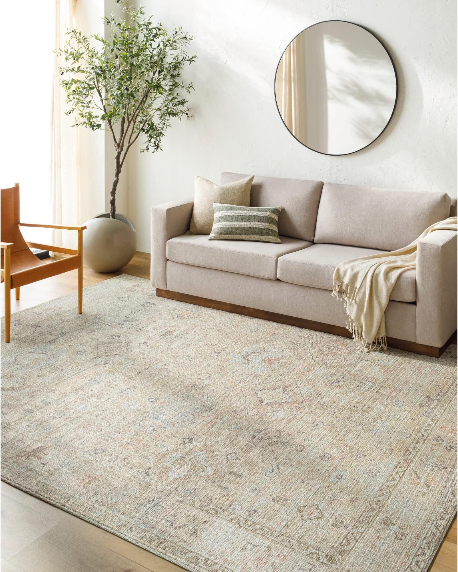 x Becki Owens Marlene Vintage Medallion Area Rug, 5'3" x 7', Cream