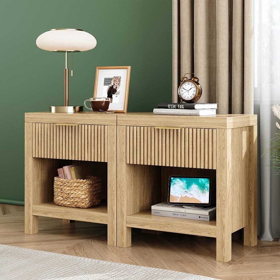 ベッドサイドテーブル - bedside table Amazon.com: JZXSHD Nightstand Set of 2, End Table with 2