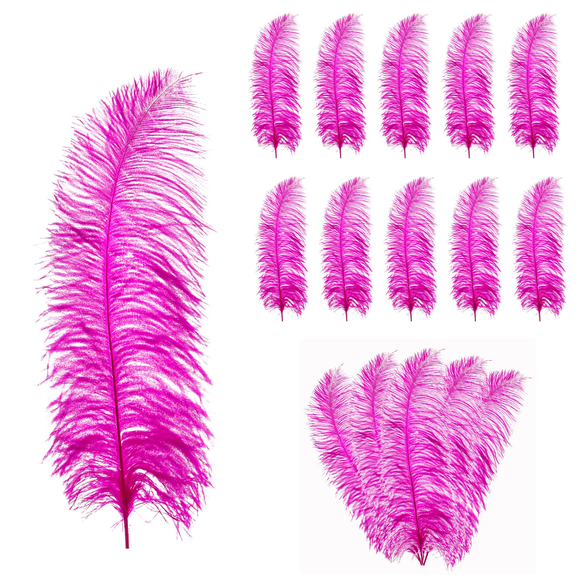19"-23"(50cm - 60cm) Large Ostrich Feathers, Showgirl Spadones - for Decorating Costumes, Headdresses, Weddings & Party Table Decoration, Playing with Pets and Horse Plume, Hot Pink, 10pcs โ image 1