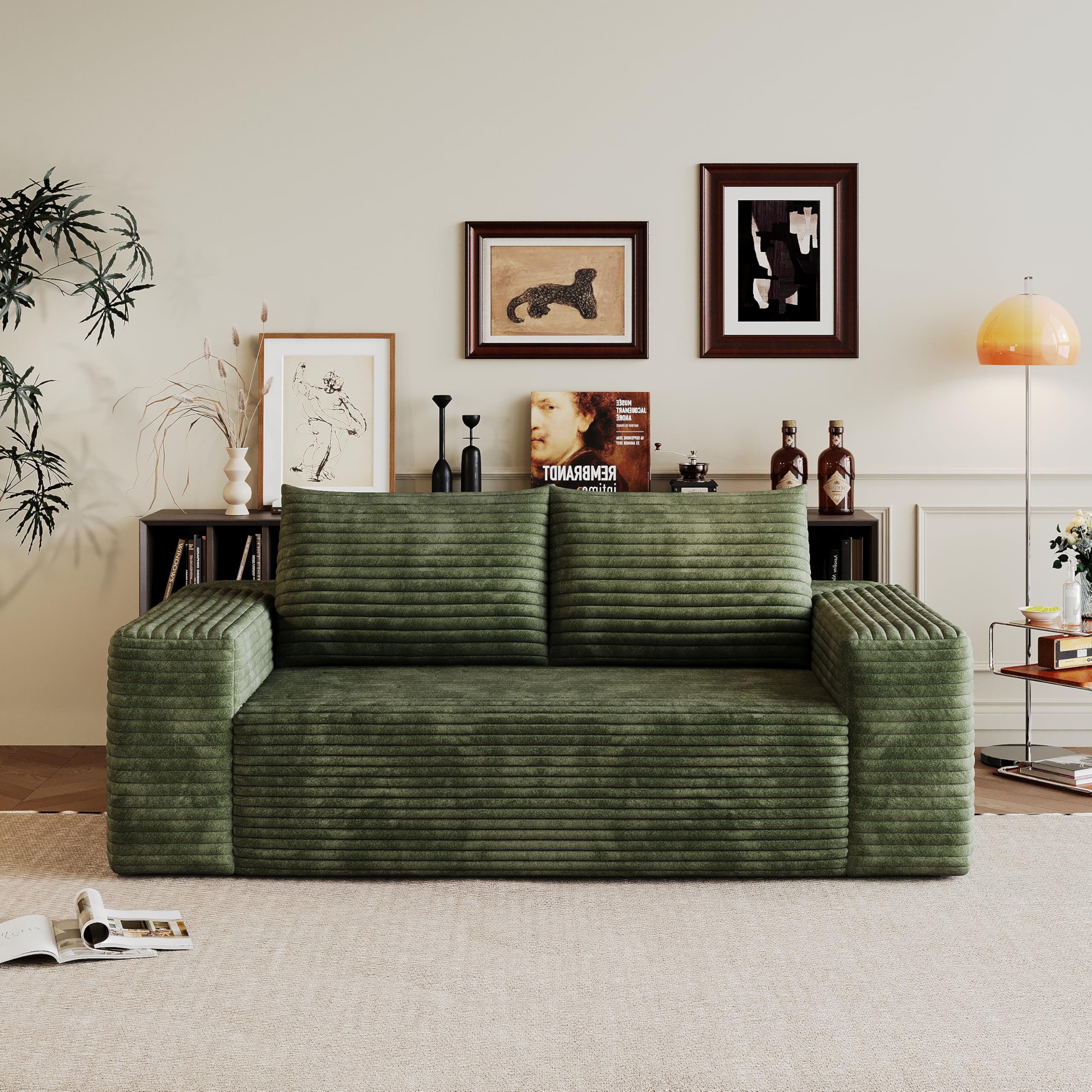 180 cm Cómodo sofá Corduroy, con asiento profundo, sofá pequeño Loveseat, sofá modular sin hueso, esponja, no requiere montaje, sofás de compresión para salón, dormitorio, apartamento