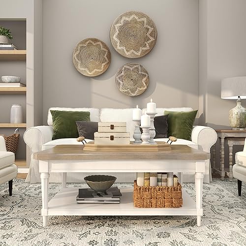 Miniatura 9 de Deco 79 Caja decorativa de madera con tapa con bisagras, juego de 2 cajas de almacenamiento de 10 pulgadas, 8 pulgadas de ancho, color blanco