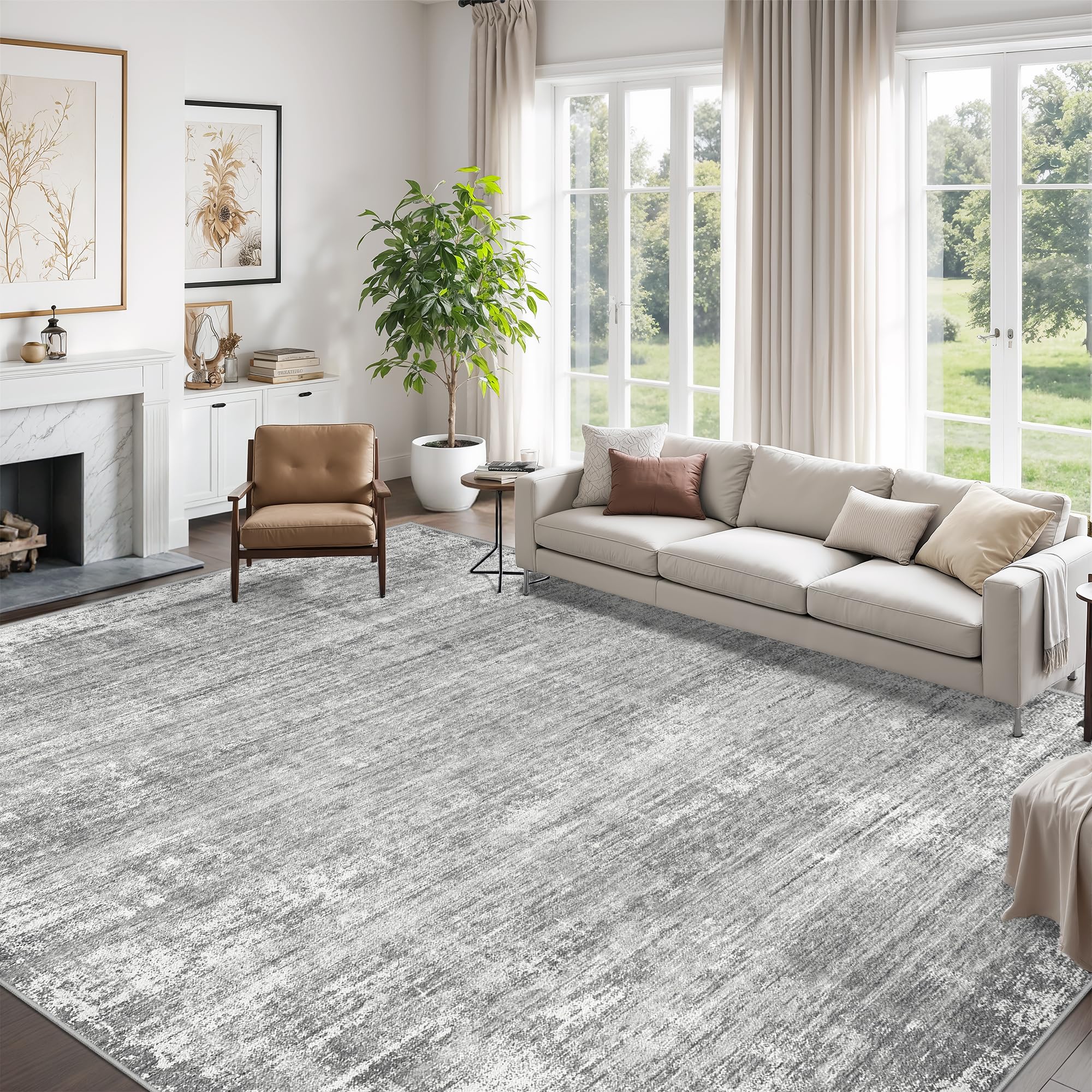 zesthome 8x10 Area Rugs for Living Room, Non-Slip Backing Washable Rug, Modern Abstract Area Rug, Stain Resistant Rugs for Bedroom, Ultra-Thin Large