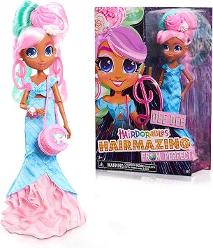 Hairdorables Hairmazing Prom Perfect Fashion Dolls, Dee Dee, Pink and Green Hair, Kids Toys for Ages 3 Up by Just Play