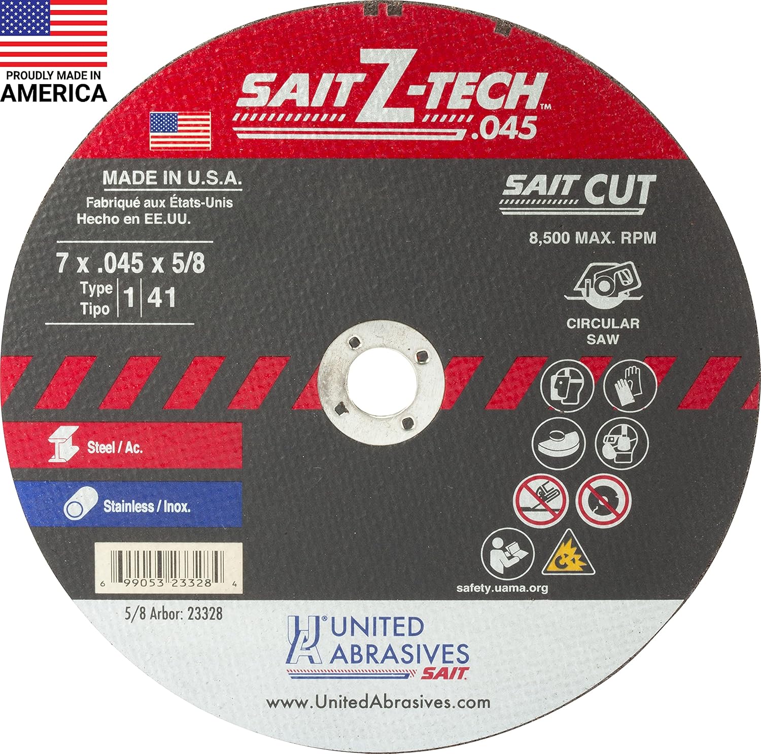 United Abrasives Z-Tech High Performance Cut-Off Wheels (Type 1/Type 41) 6" x .045" x 7/8", 50-Pack - Zirconium Grain, Compatible with Angle Grinder