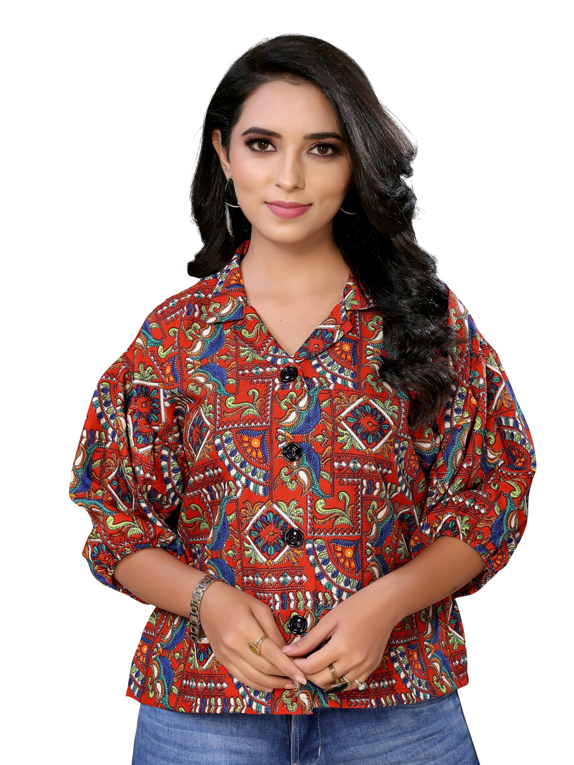 Women's Printed Rib Sleeve Classic Fit Shirt, XX-Large-image-22