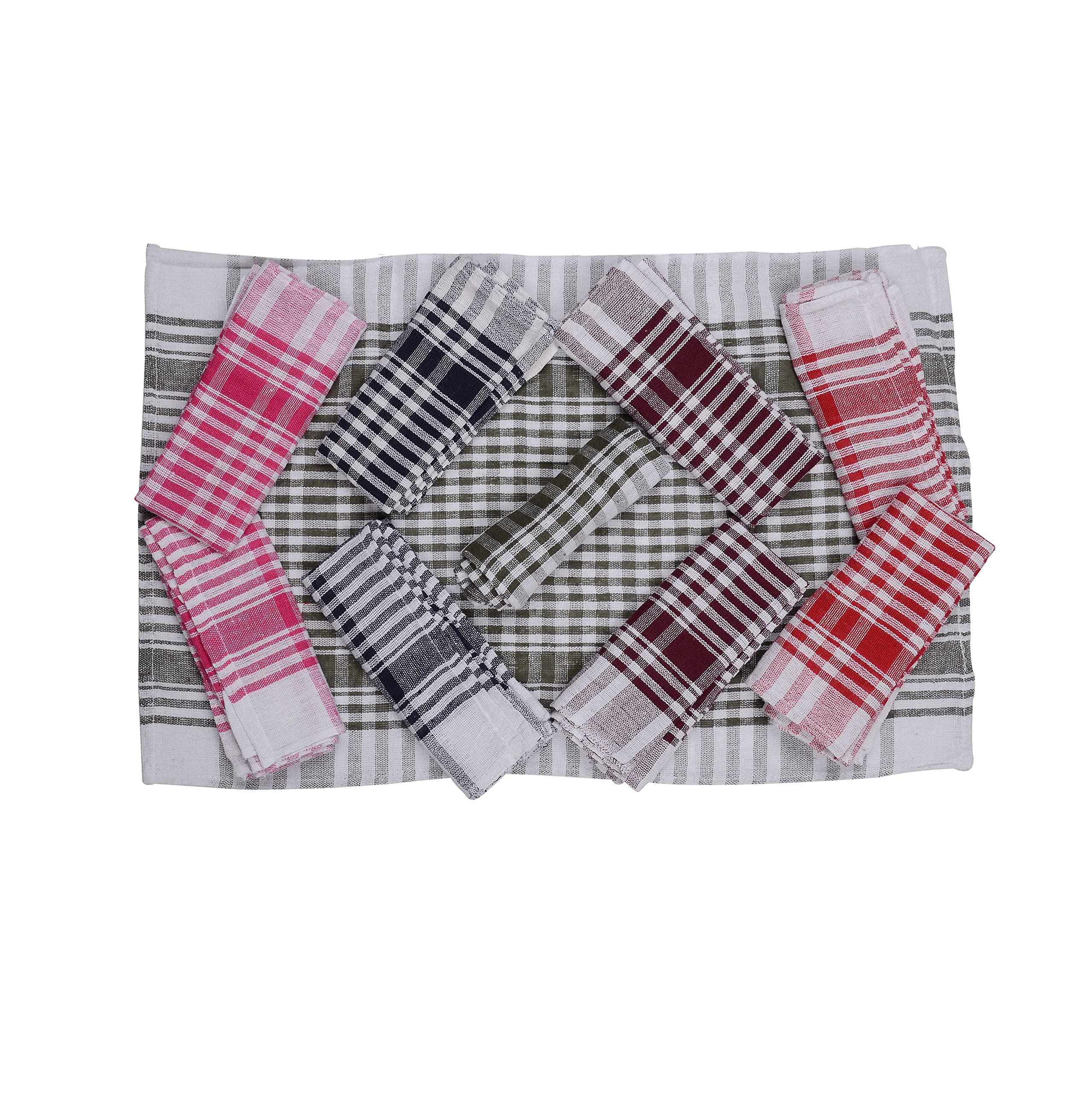 FABTONIC Multipurpose Cotton Kitchen Cloths/Napkin/Cleaning Duster/Chapatis Napkins/Wraps, Multicolor Check for Cleaning Home, Kitchen 40cm X 60cm (Pack of 10) (B0C8B2BTYM) Amazon Price History, Amazon Price Tracker