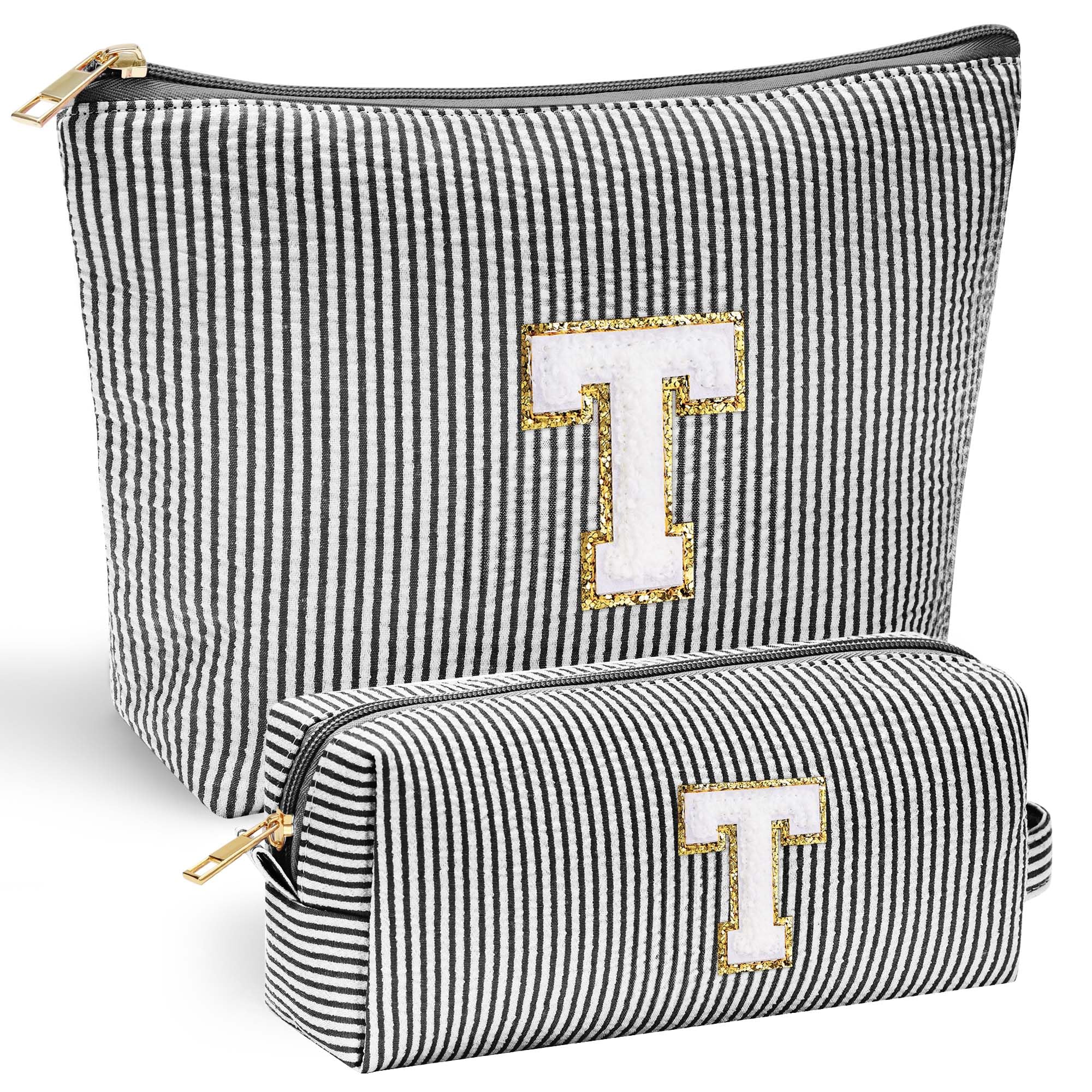 YOOLIFE Teacher Appreciation Gifts for Women - Personalized Birthday Gifts Idea for Women Teacher Best Friend Mom Bridesmaid, Large Initial Makeup Bag