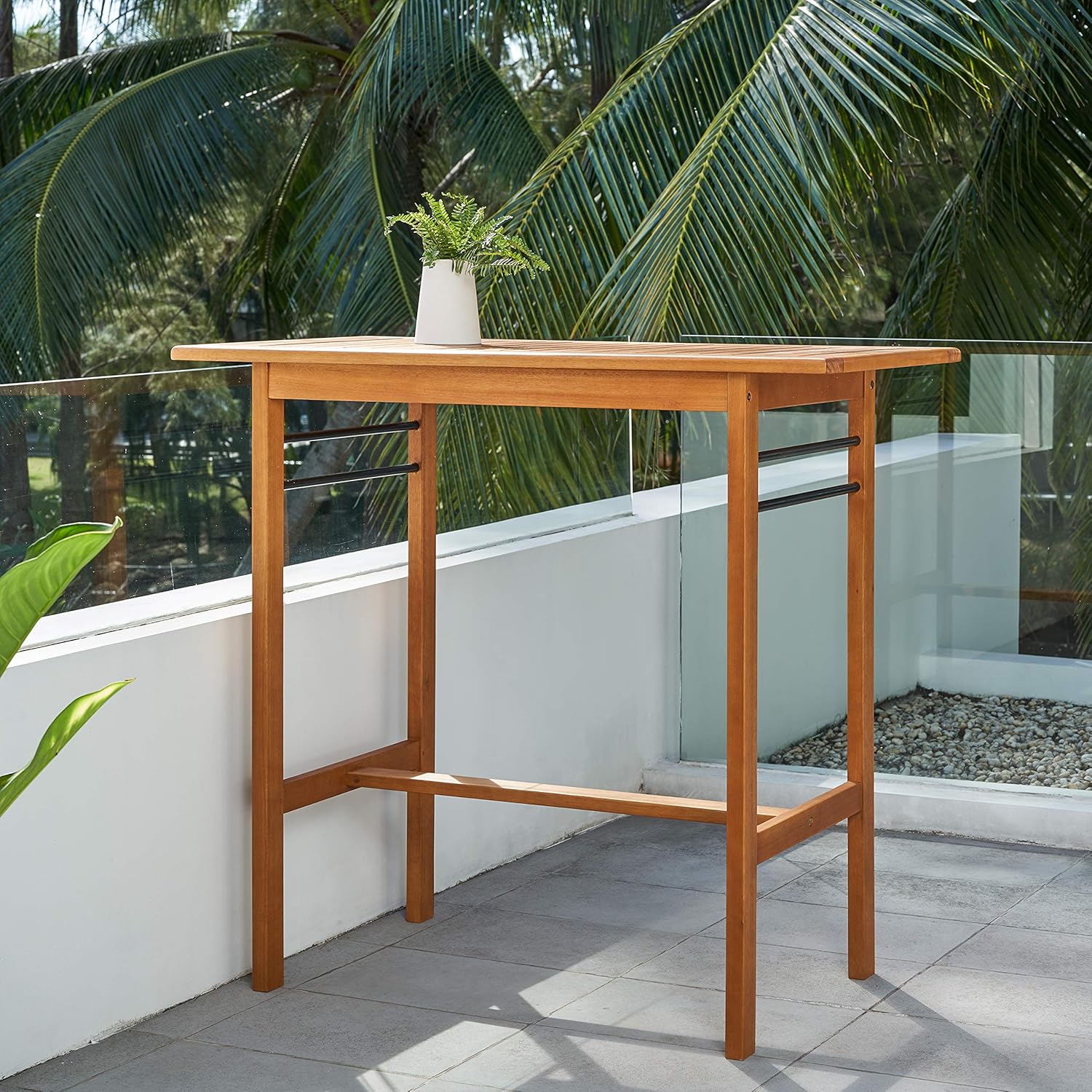 Contemporary Patio Wood Bar Table