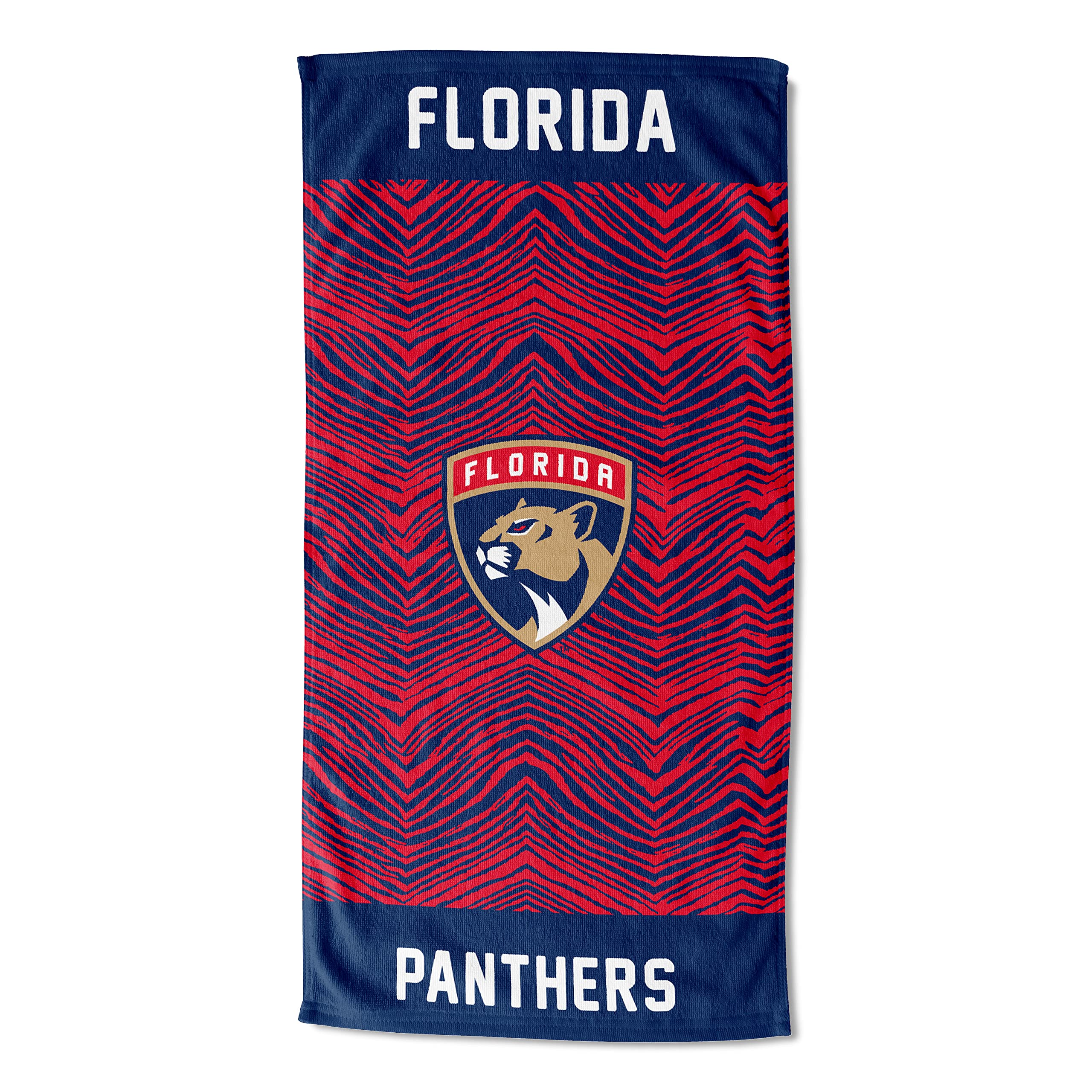 NORTHWEST Zubaz NHL Classic Zebra Print Beach Towel, 30x60, Florida Panthers