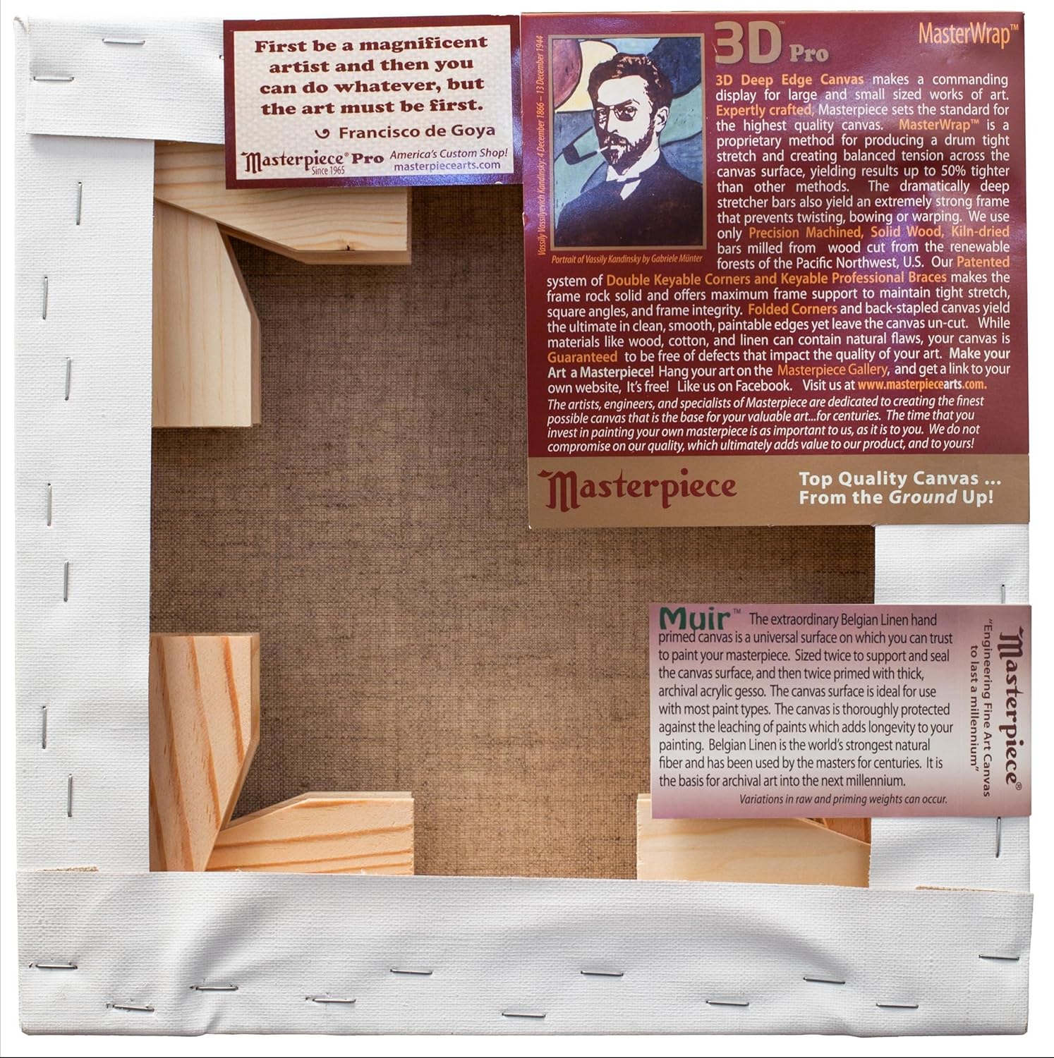 masterpiece z2da-1319 3d pro 2.5" deep muir belgian linen 12.0 oz acrylic primed stretched canvas 13" x 19" 2 piece