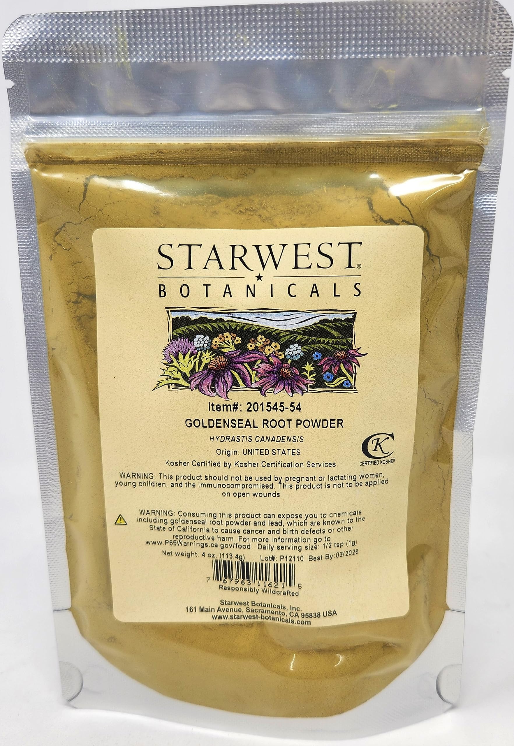 Starwest Botanicals Goldenseal Root Powder Wildcrafted - 4 Oz (113 G) -