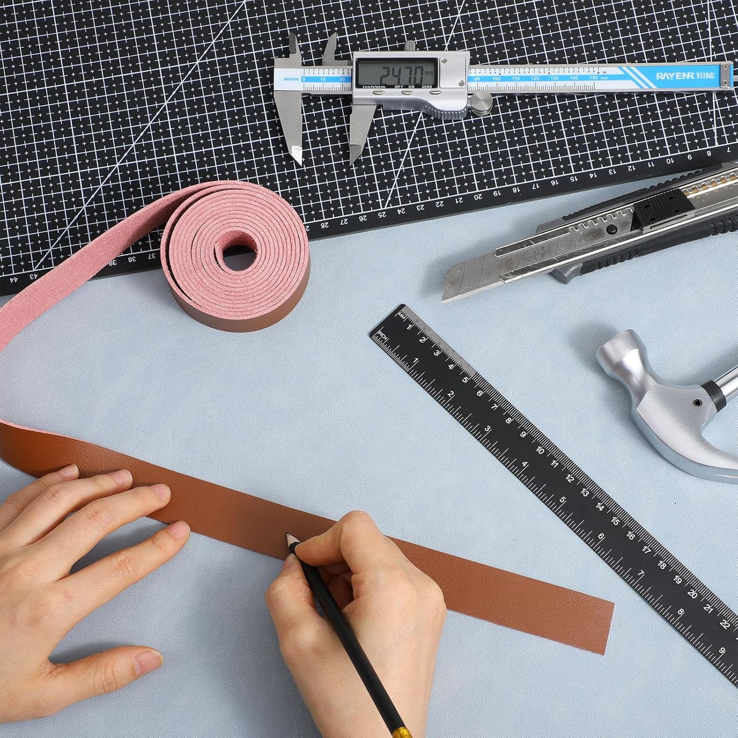 Nogeqi Flat Leather Strap, Genuine Leather Strips for Crafts, 1 Inch Wide, Full Grain Leather-Wrap for DIY Craft Tooling Belt Making Hobby Workshop (2mm Thick 72 Inches Long, Brown) - Image 2