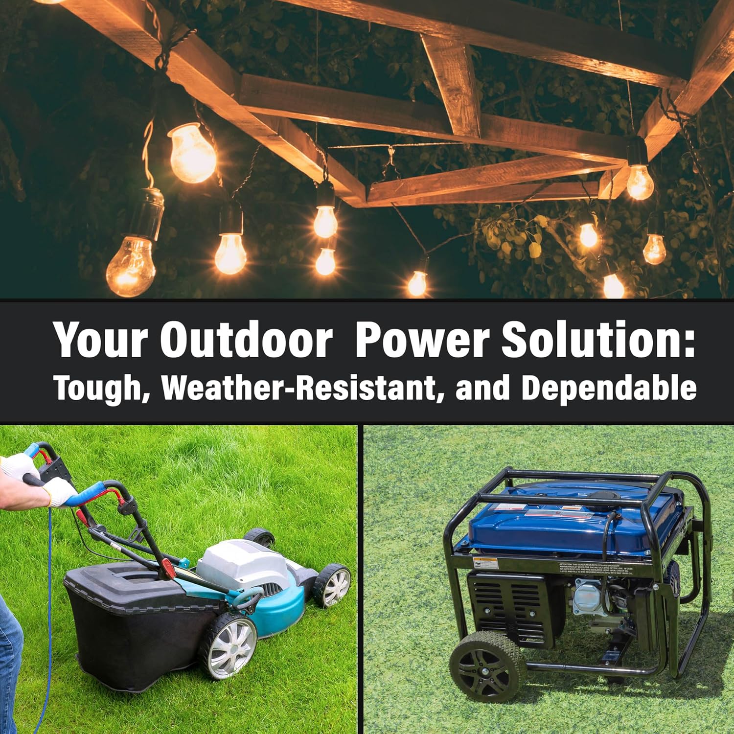 25 ft - 14 Gauge Heavy Duty Extension Cord - Lighted on Both Ends - SJTW Blue - Outdoor Extension_Cord Waterproof 25 ft by Premier Wire - 15 Amp ExtensionCord (25 Foot 14-Awg Power Cord Blue)