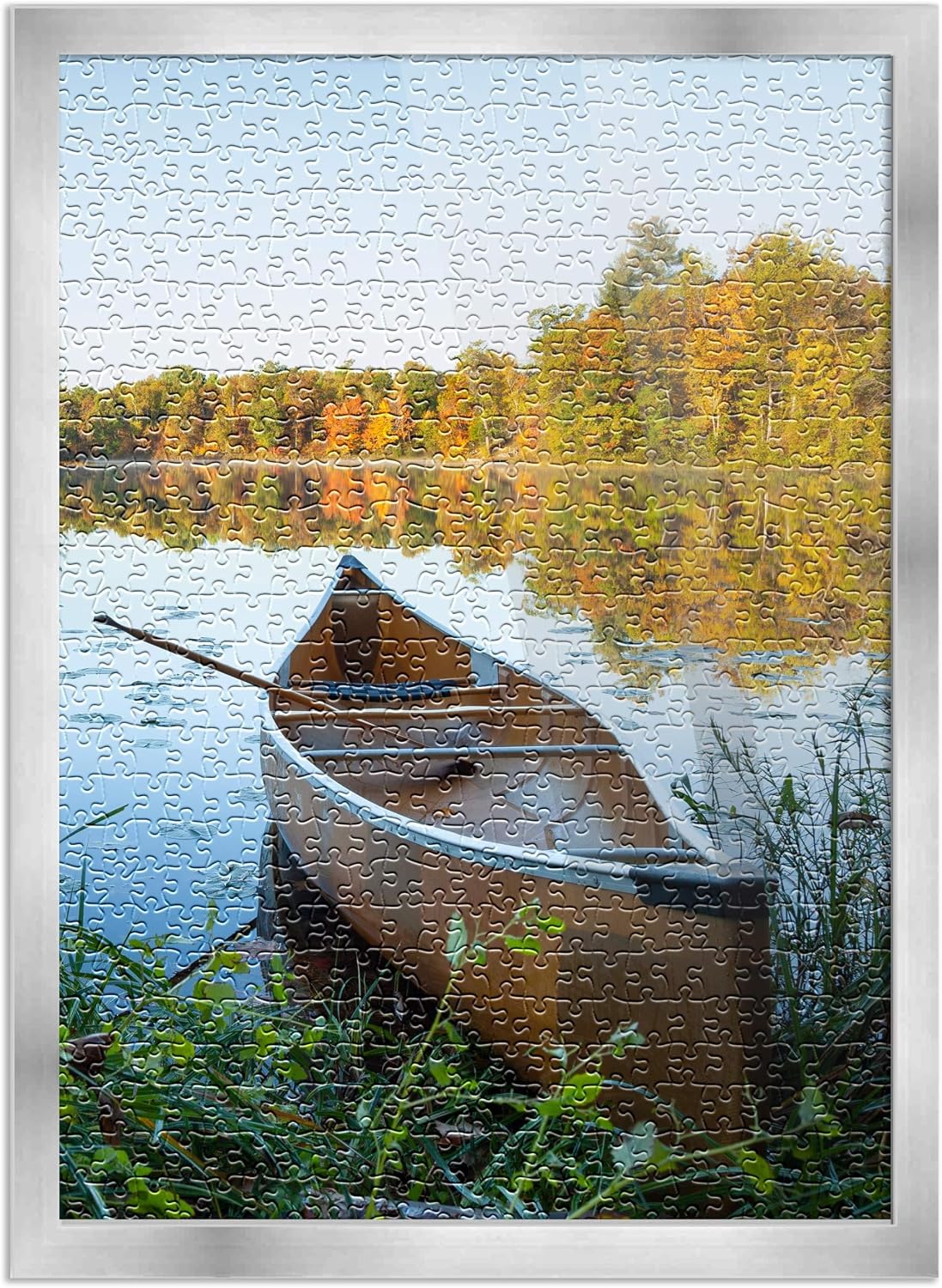 CountryArtHouse 20x27 Puzzle Frame Set with Peel & Stick Puzzle Glue Sheets Silver Wood - Includes Acrylic Front, Foam Backing Board, and Wall Hardware