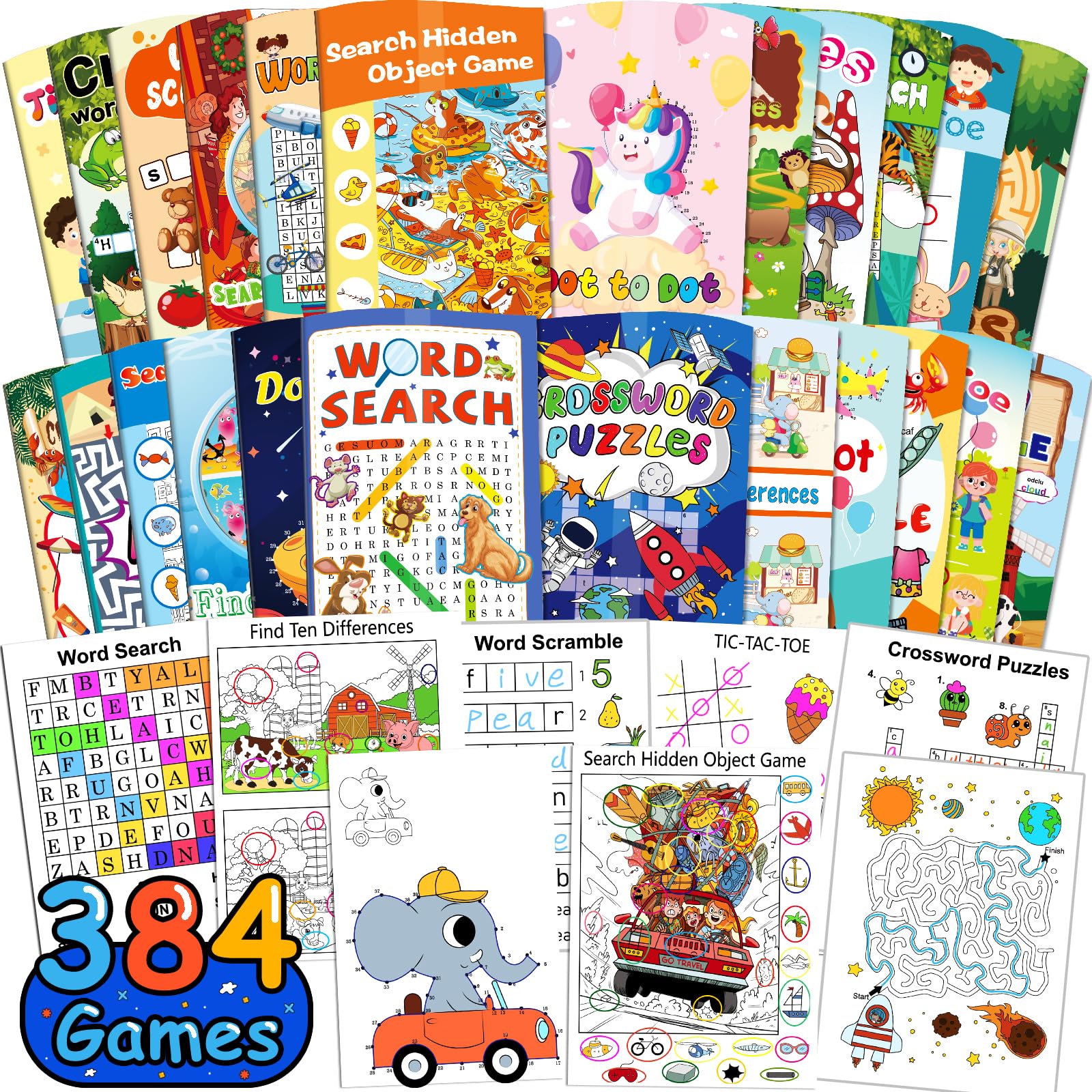 Kalysky 24 Pack Activity Book, Mini Activity Books for Kids Party Favours Gift Age 4-12, Kids Travel Games Maze,Word Search,Dot to Dot for Goodie Bag Gift Stuffer Classroom