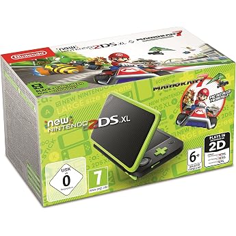 Nintendo 2DS XL Black + Apple Green with Mario Kart 7