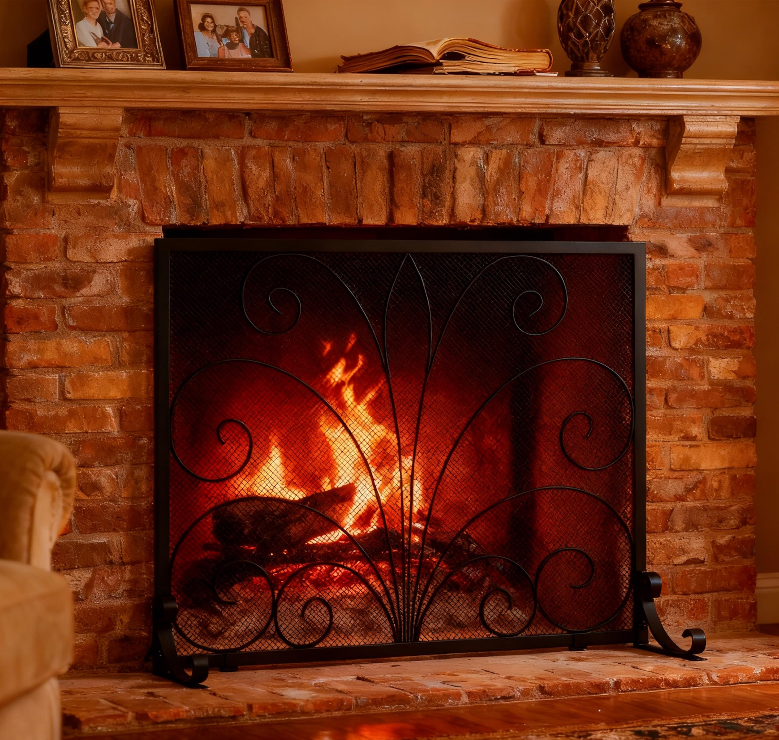 Amazon.co.jp: Fire Beauty 暖炉用スクリーン 手作り錬鉄製装飾