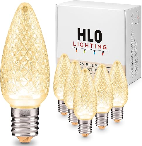 Miniatura 1 de HLO Lighting Juego de 25 bombillas LED de Navidad C9 de color blanco cálido para uso en interiores y exteriores  Bombilla de repuesto duradera