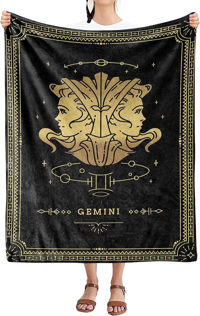 Gemini Zodiac Blanket Horoscope Design, Gift for Friends and Family for Birthday, Anniversary, Christmas, House Warming Gift, Soft Warm & Cozy Zodiac Sign Beddings, Made in USA