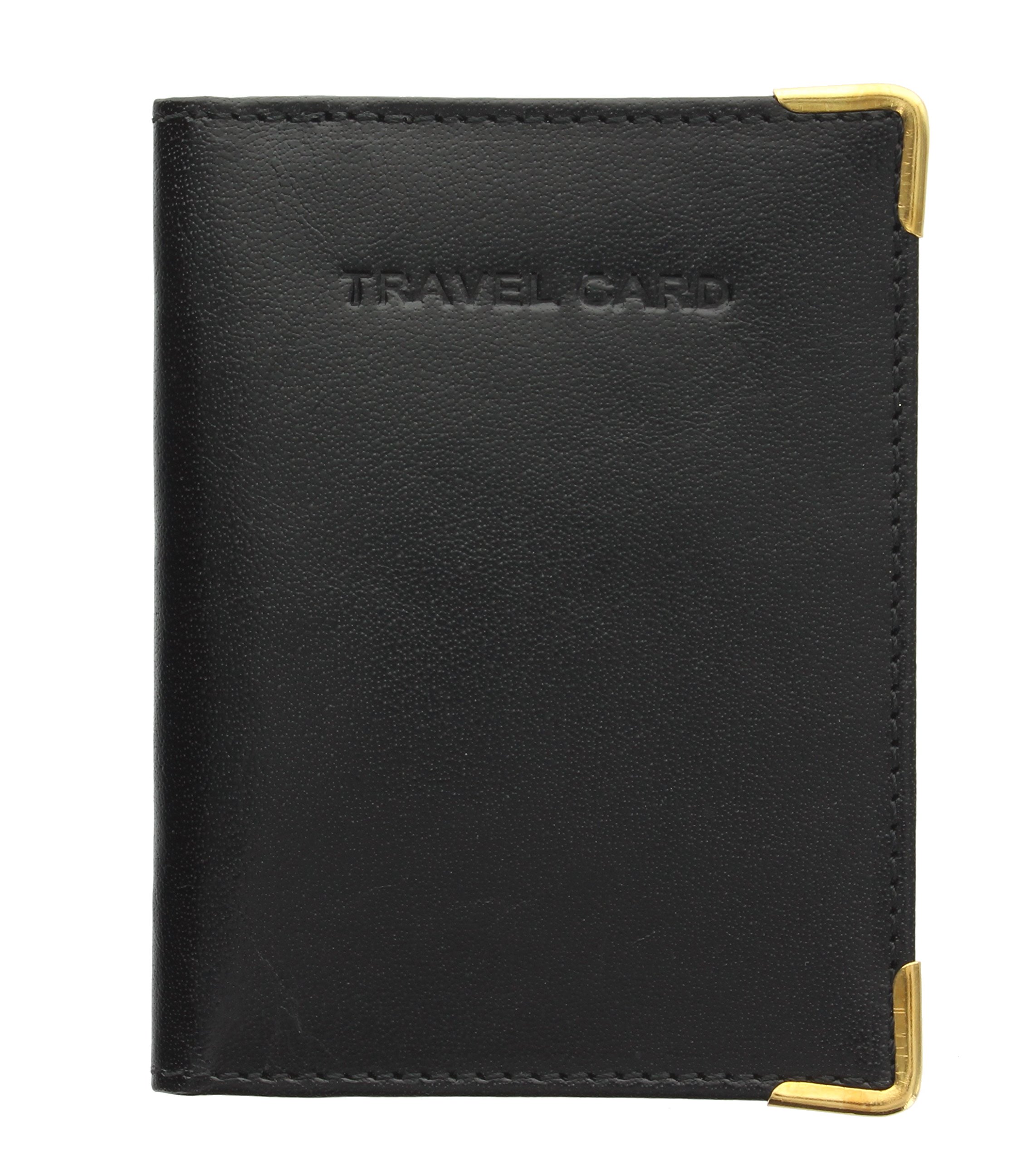 Visconti Portatarjeta de Viaje de Cuero con Protectores de Esquinas de Metal TC5 Negro